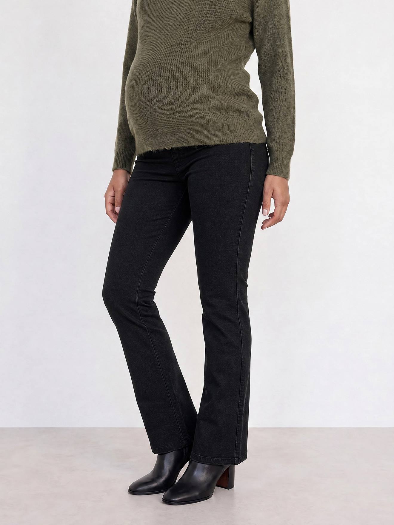 Zwangerschapsjeans slim flare zwart