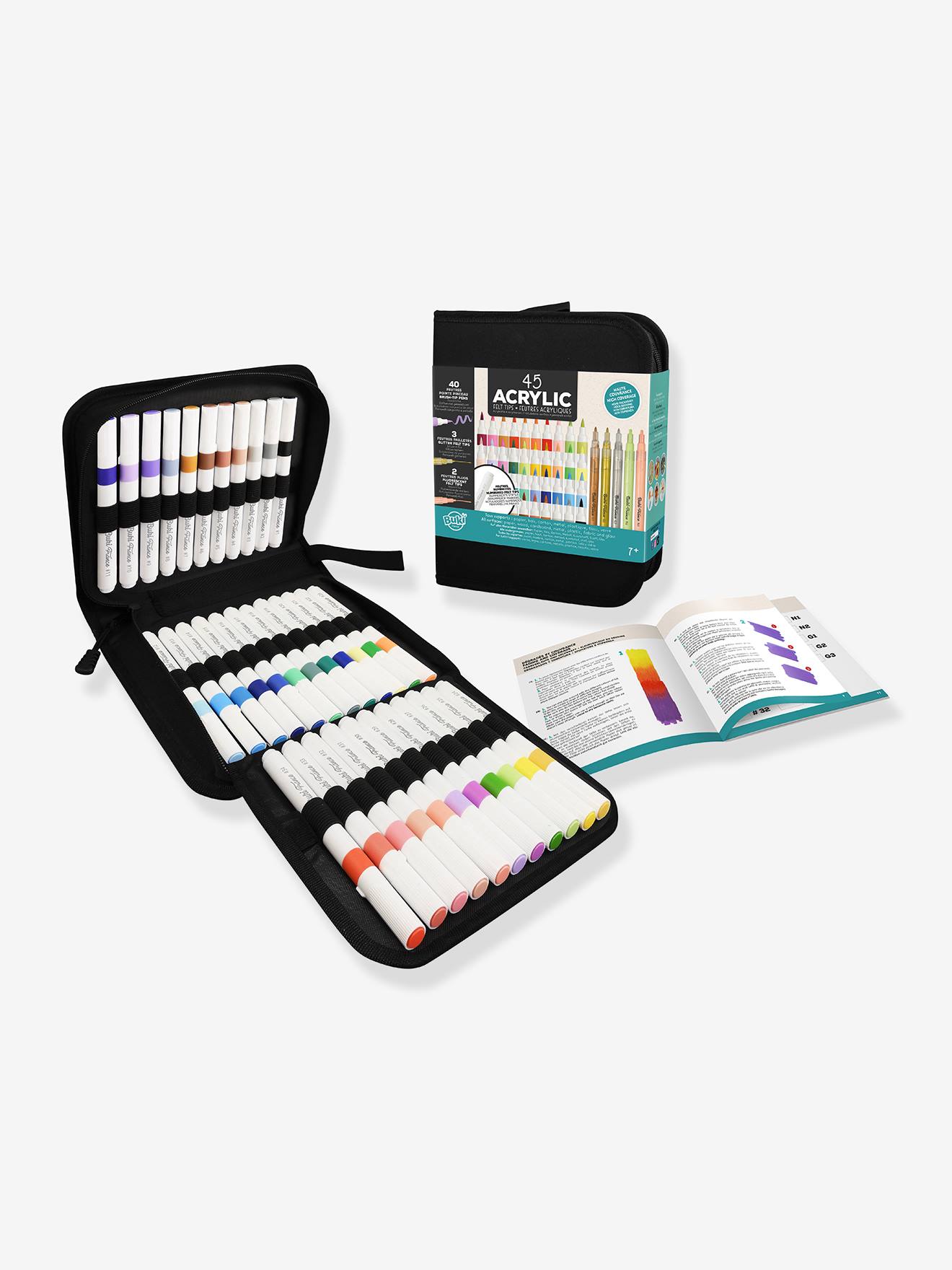BUKI etui met 45 acrylstiften meerkleurig