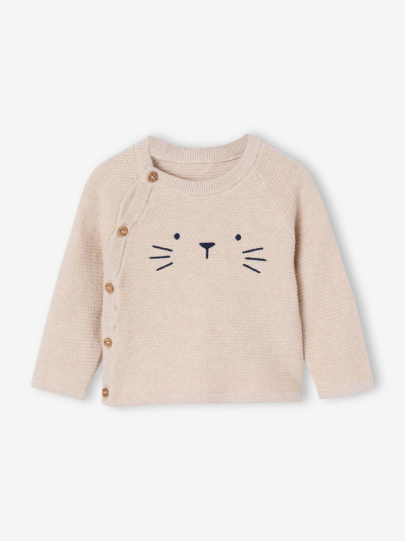 Gebreid babyvestje voor pasgeborenen gemêleerd beige