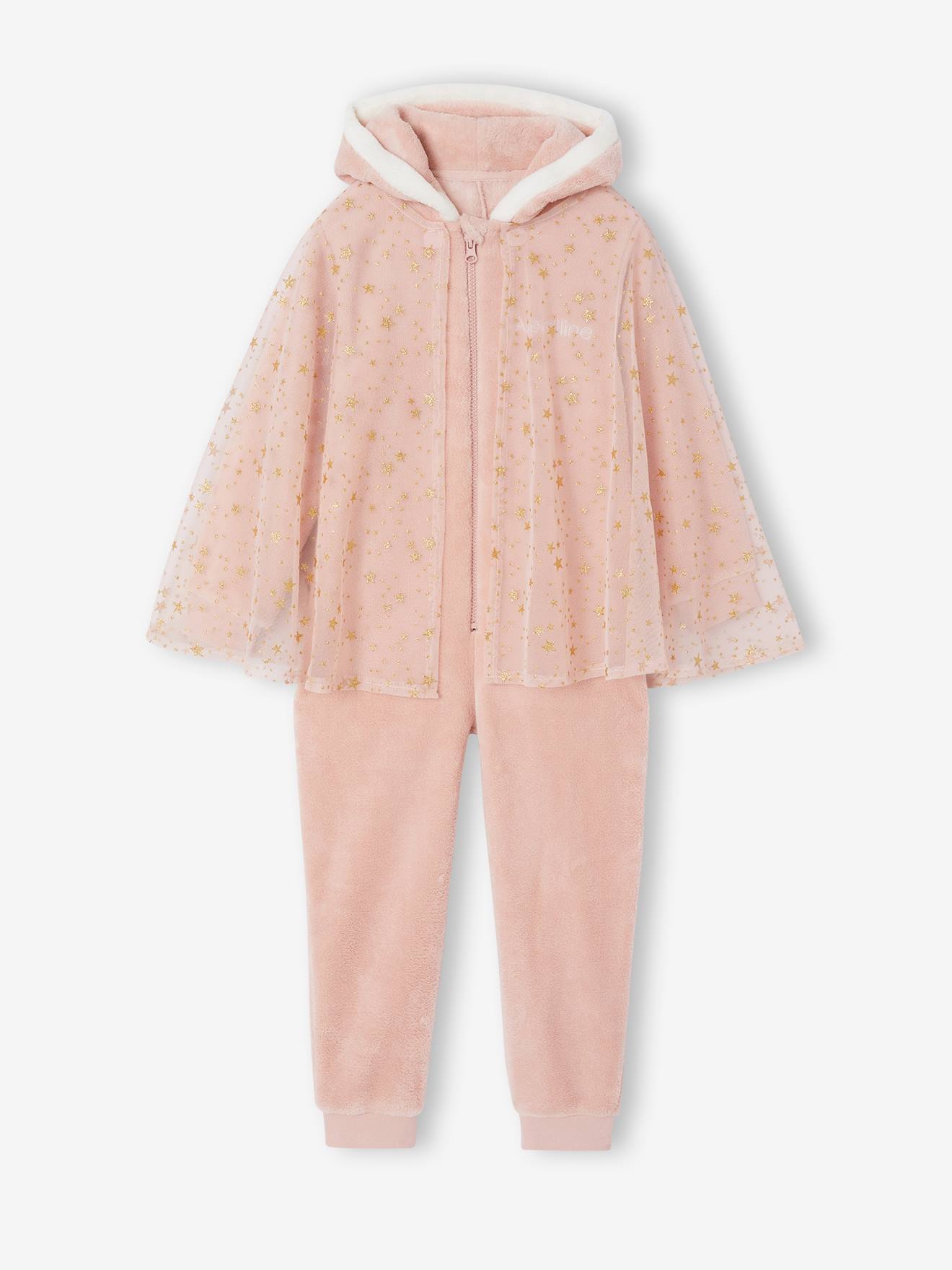 Prinsessenonesie meisje roze (poederkleur)