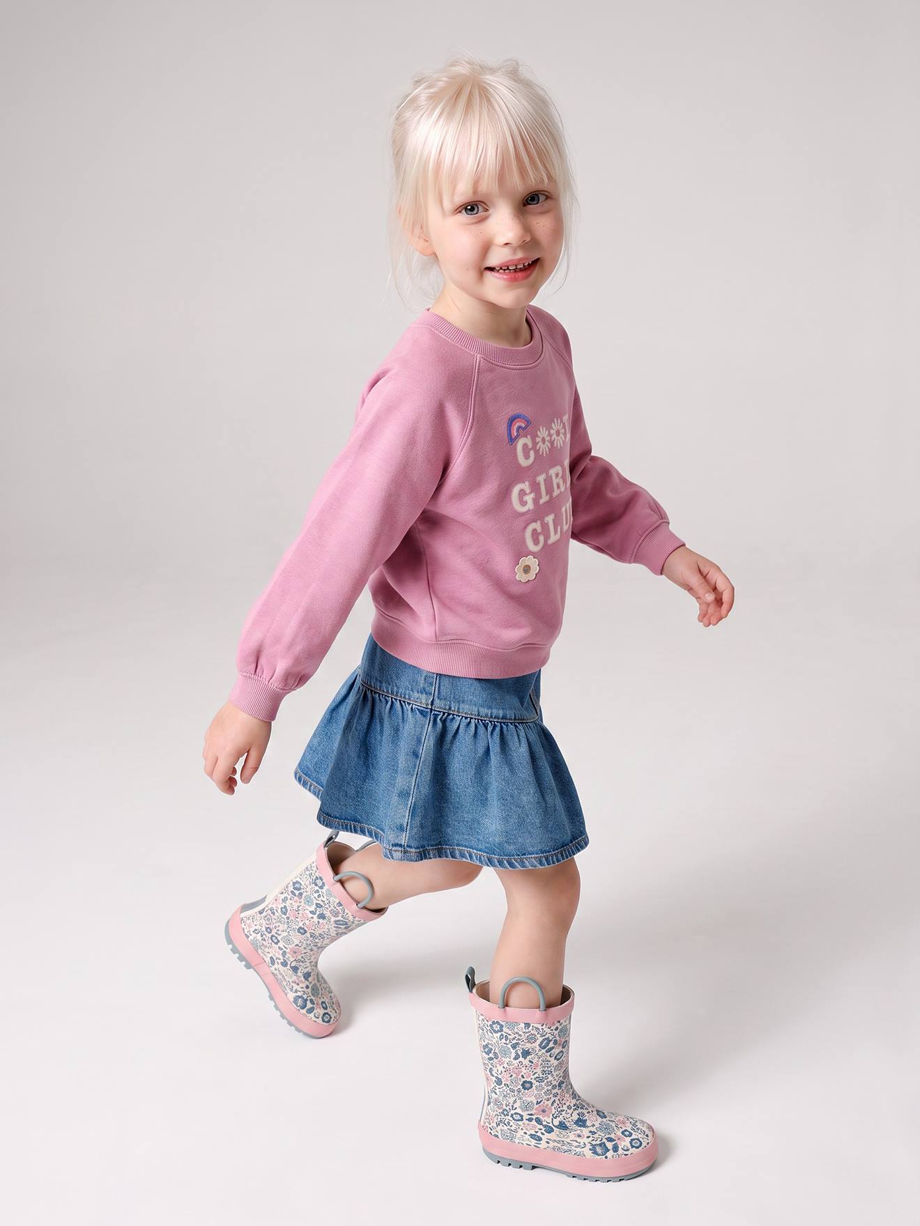 Denim rok met volant jeansblauw