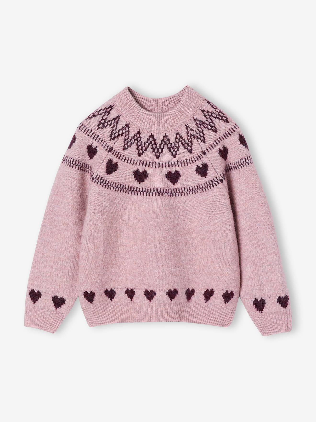 Jacquard trui met lange mouwen meisje lichtroze