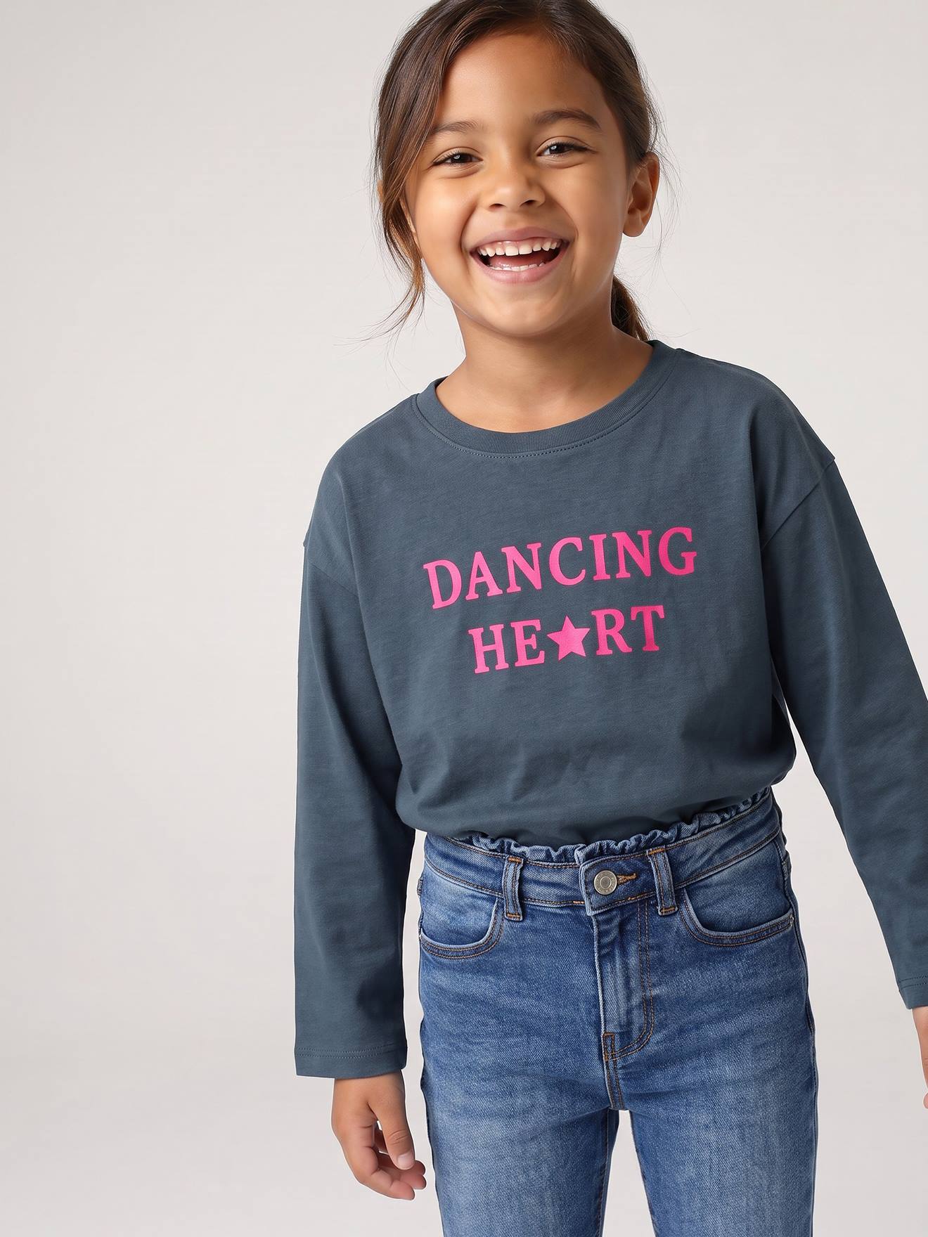 T-shirt met lange mouwen voor meisjes inktblauw