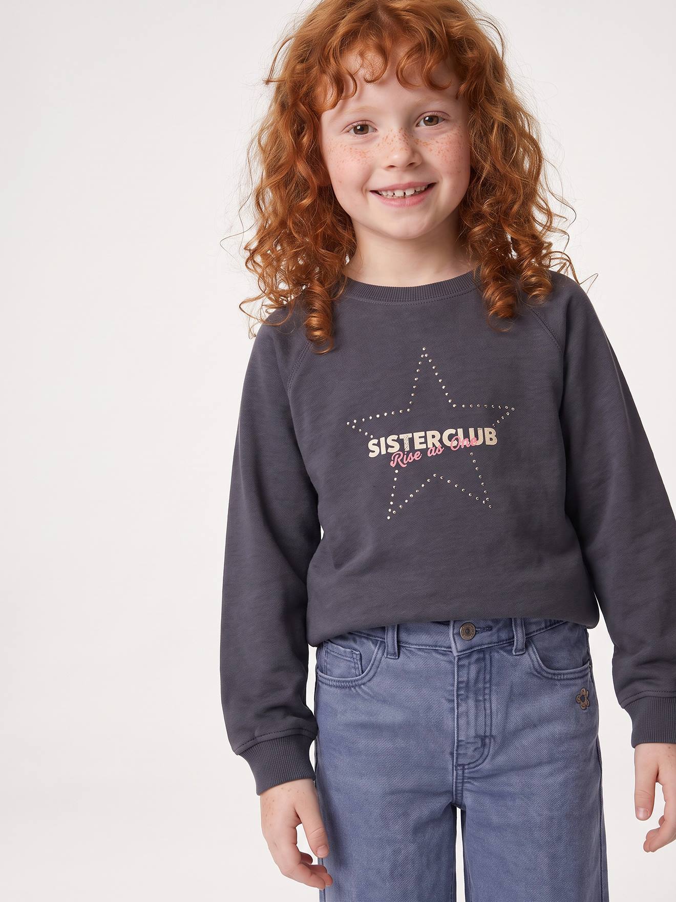 Meisjesshirt met studs inktblauw