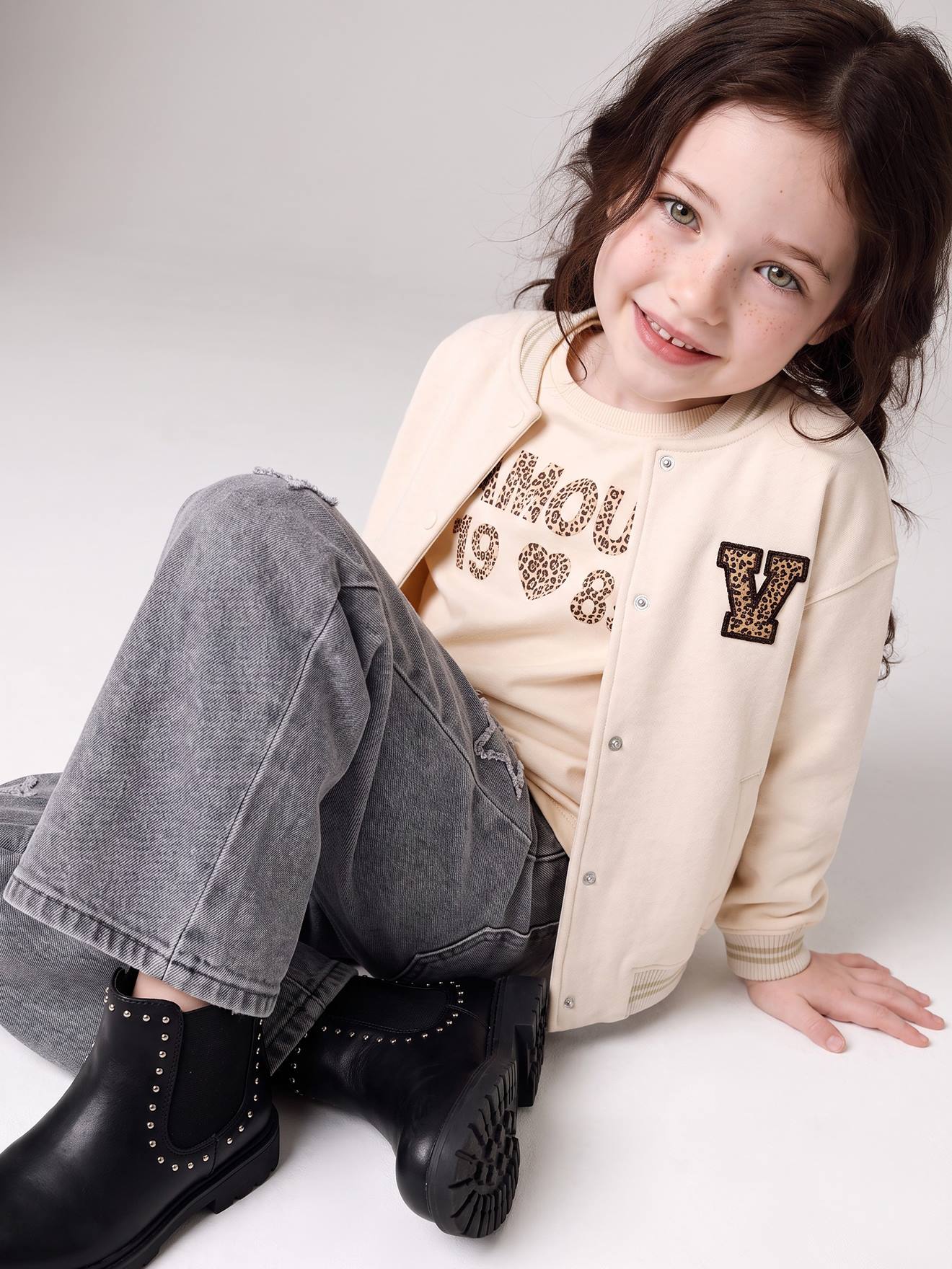 Meisjesshirt met lange mouwen ecru