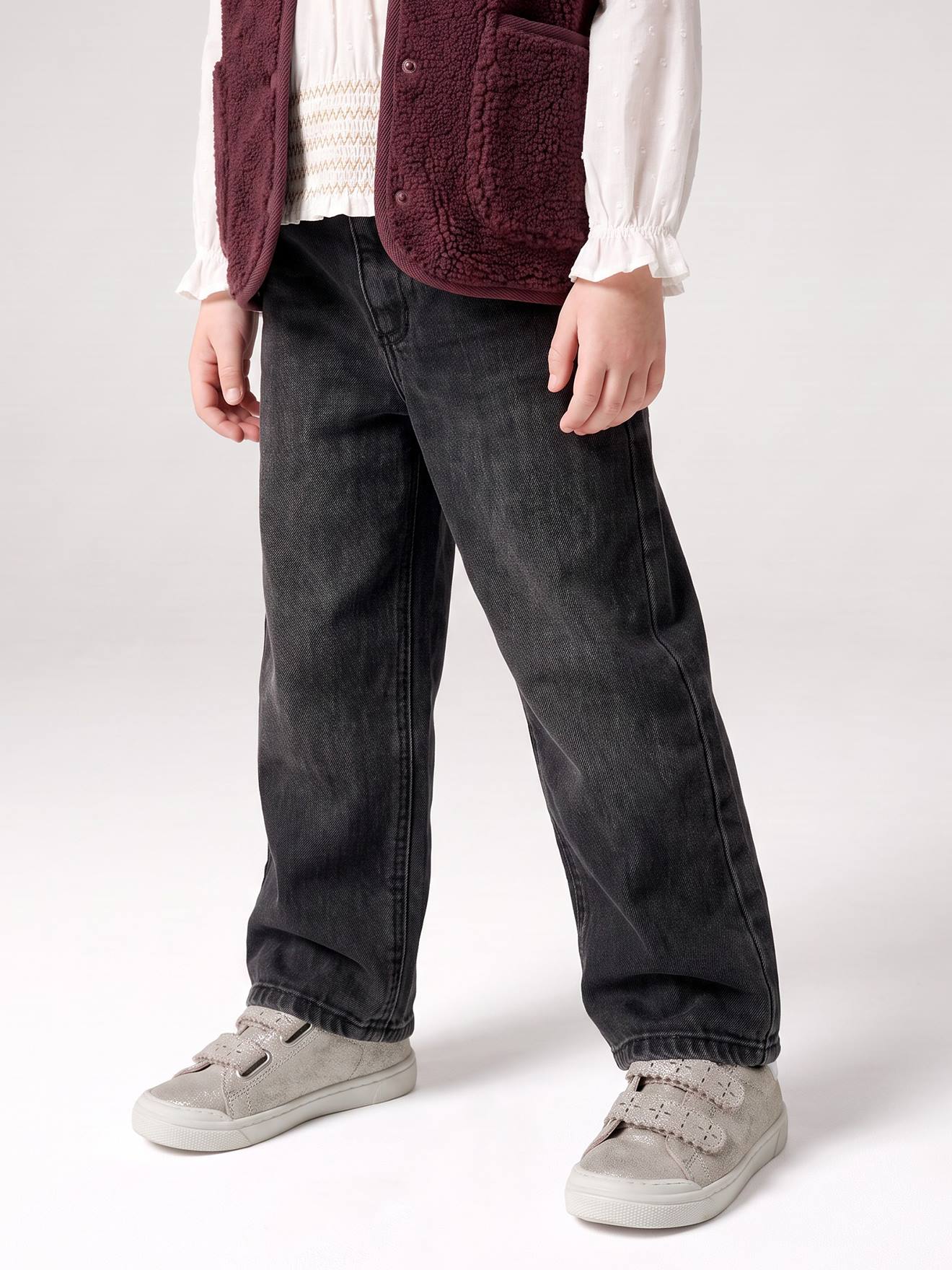 Ruime meisjesjeans MorphologiK met een smalle taille denimgrijs