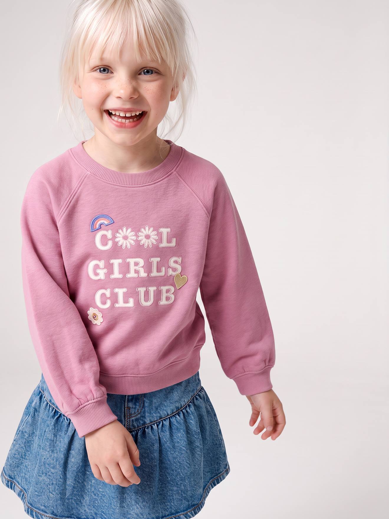 Meisjessweater met print zachtpaars