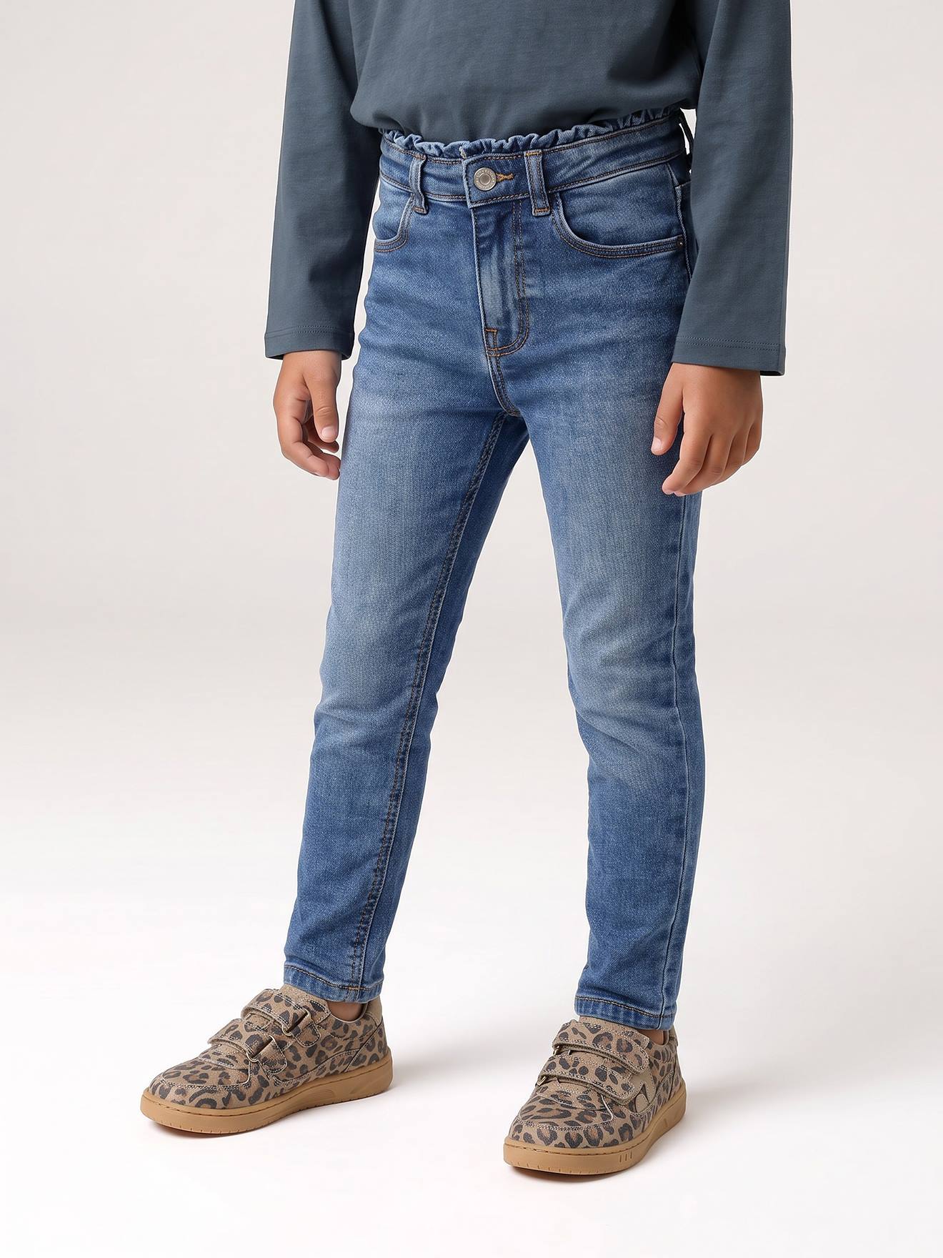 Slim jeans voor meisjes middenblauw