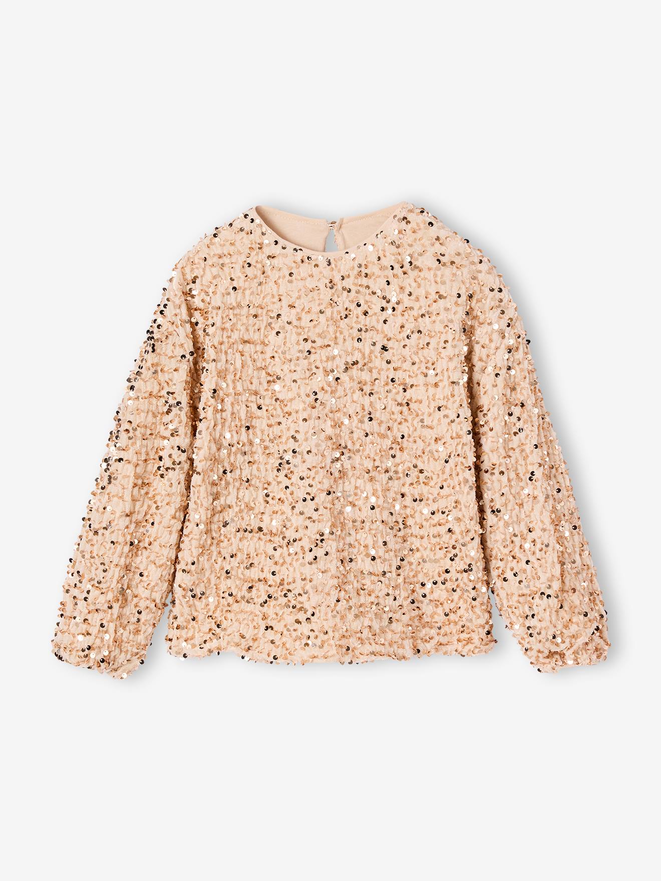 Meisjessweater met pailletten goud
