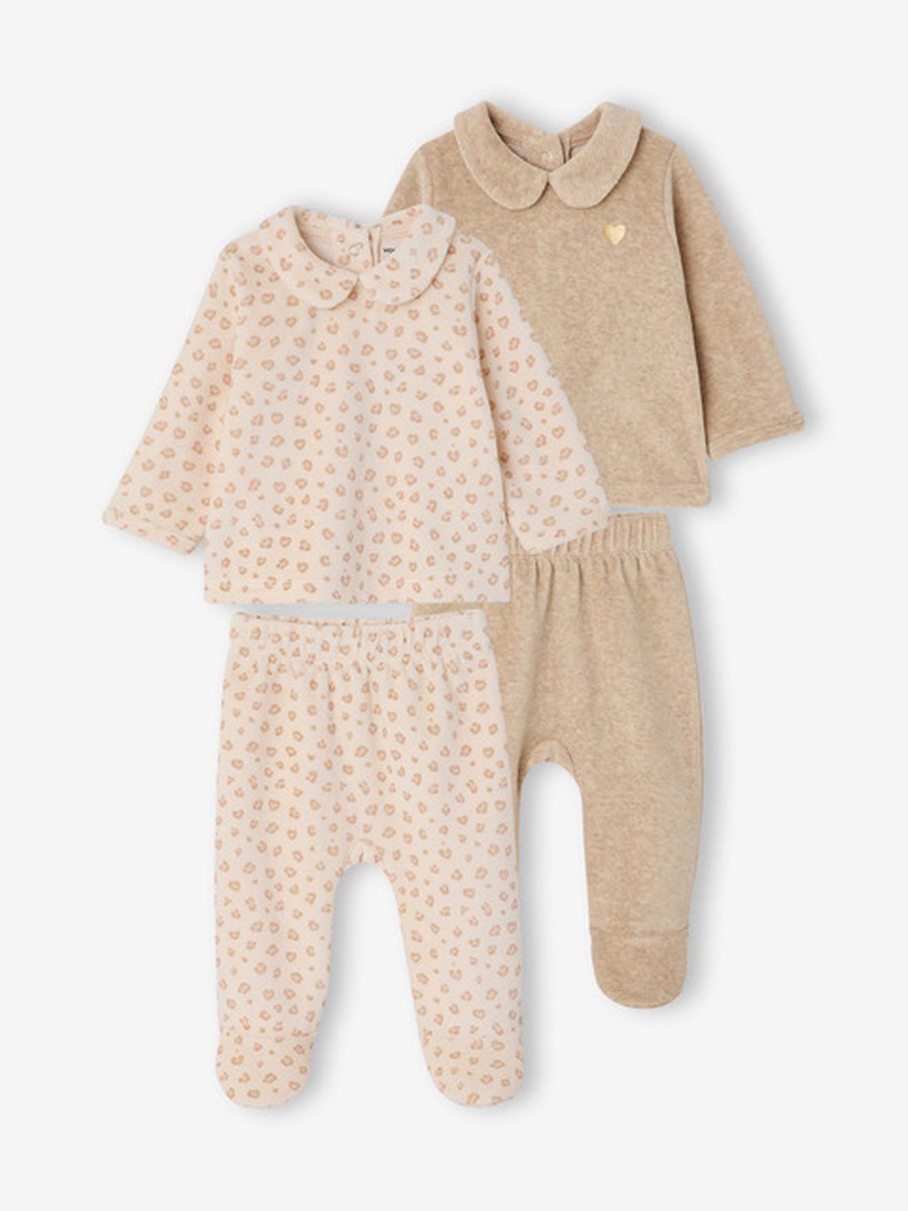 Set van 2 babymeisjespyjama's gemêleerd beige