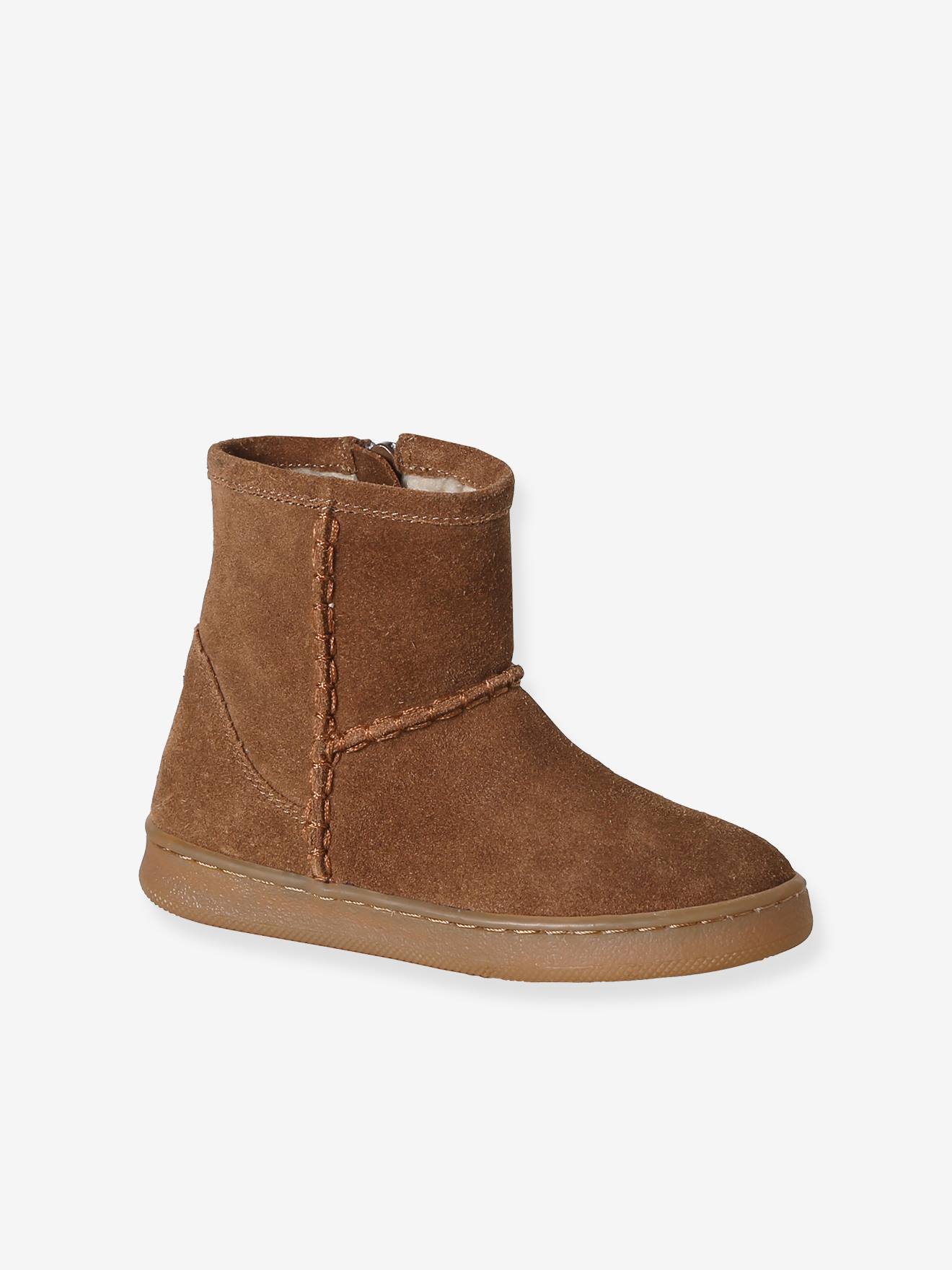Leren meisjesboots met rits bruin