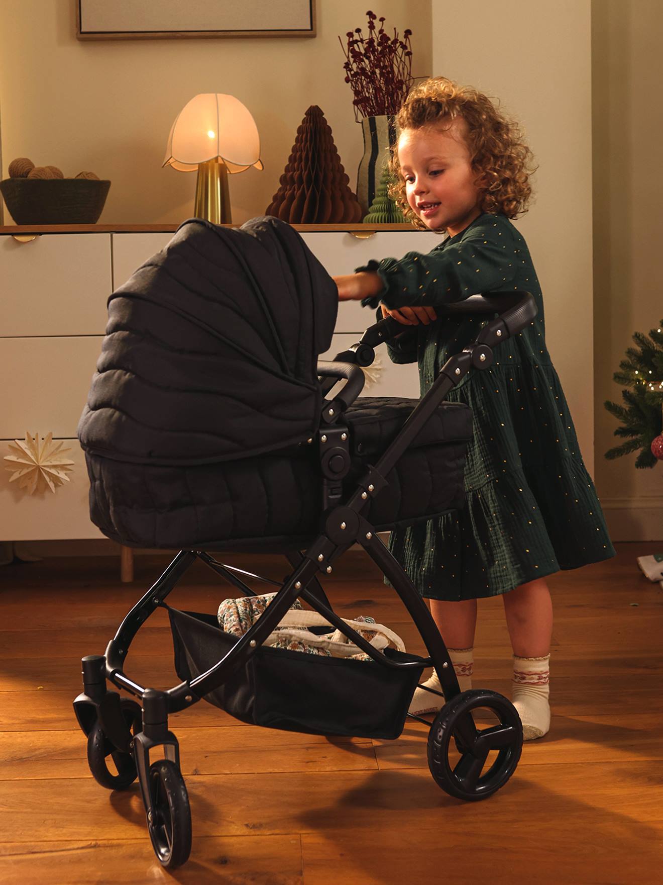3-in-1 poppenwagen zwart