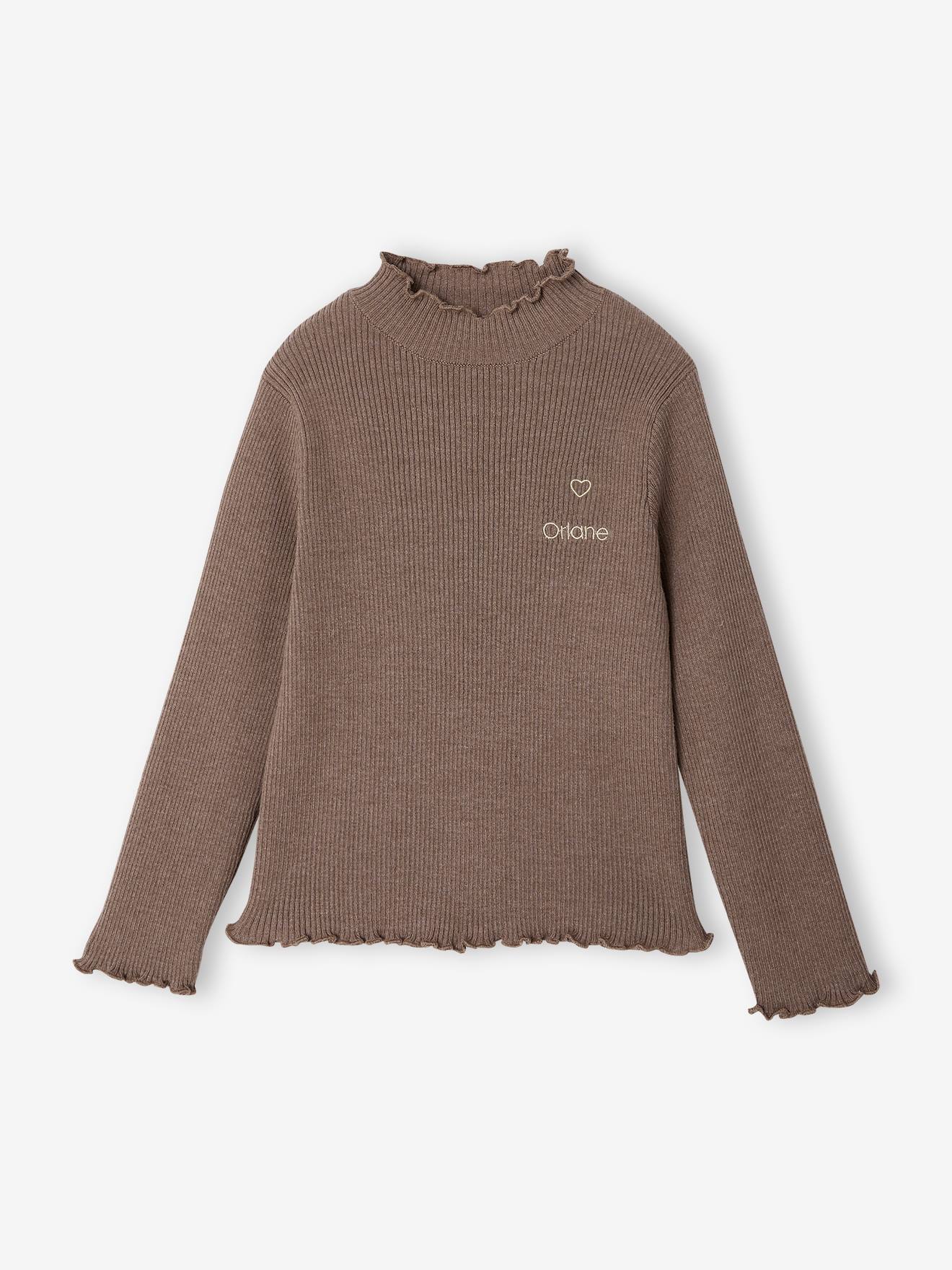 Meisjescoltrui van tricot taupe