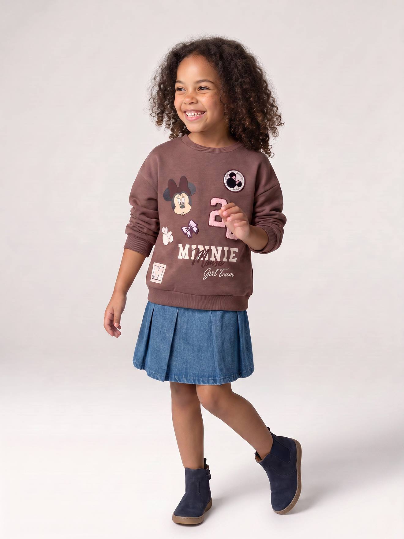 Denim skort voor meisjes ongewassen denim