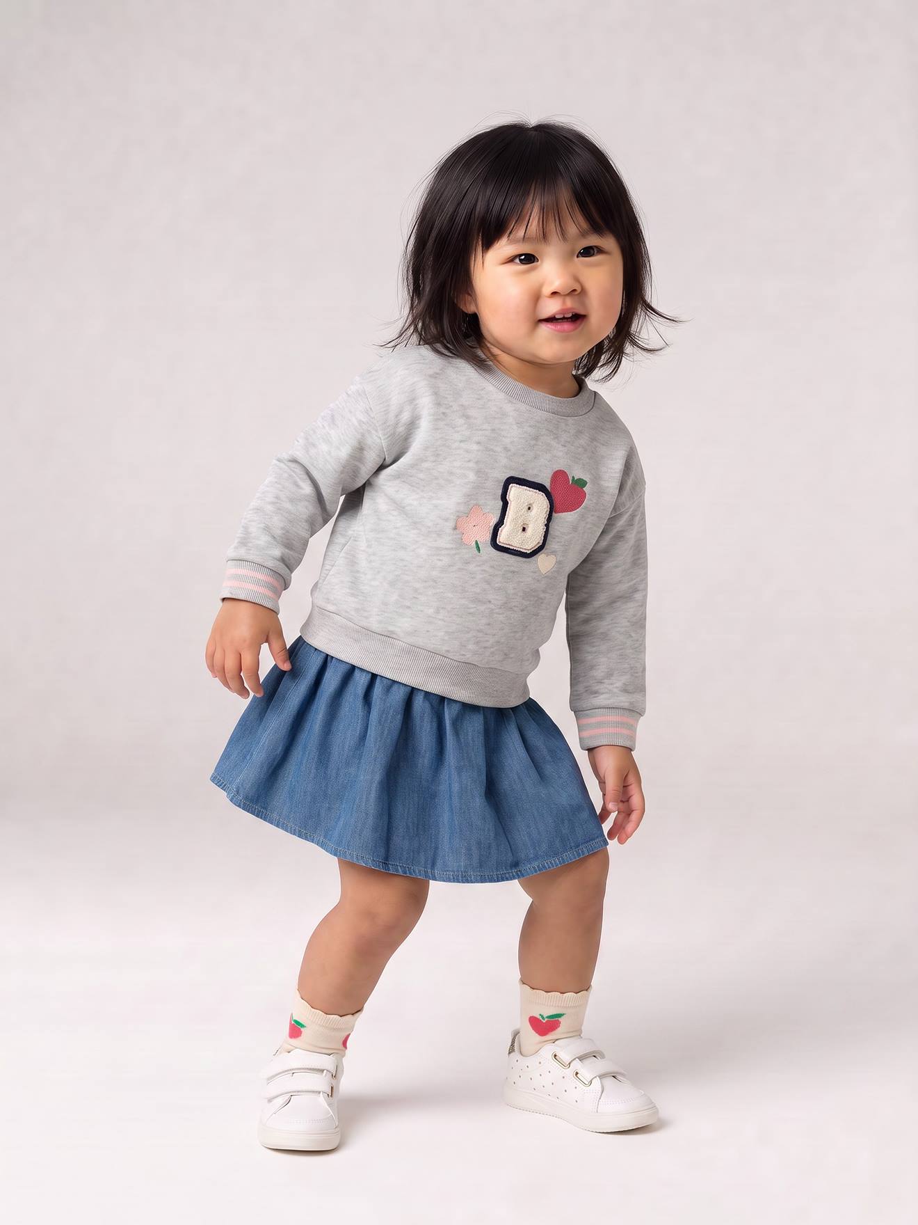 Babyjurk met lange mouwen stone