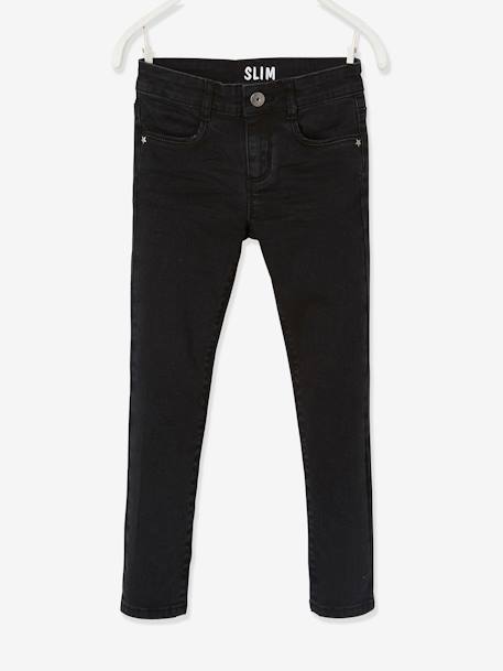 Slim fit jeans Morphologik 'waterless' meisjes heupomtrek LARGE zwart denim - vertbaudet enfant 