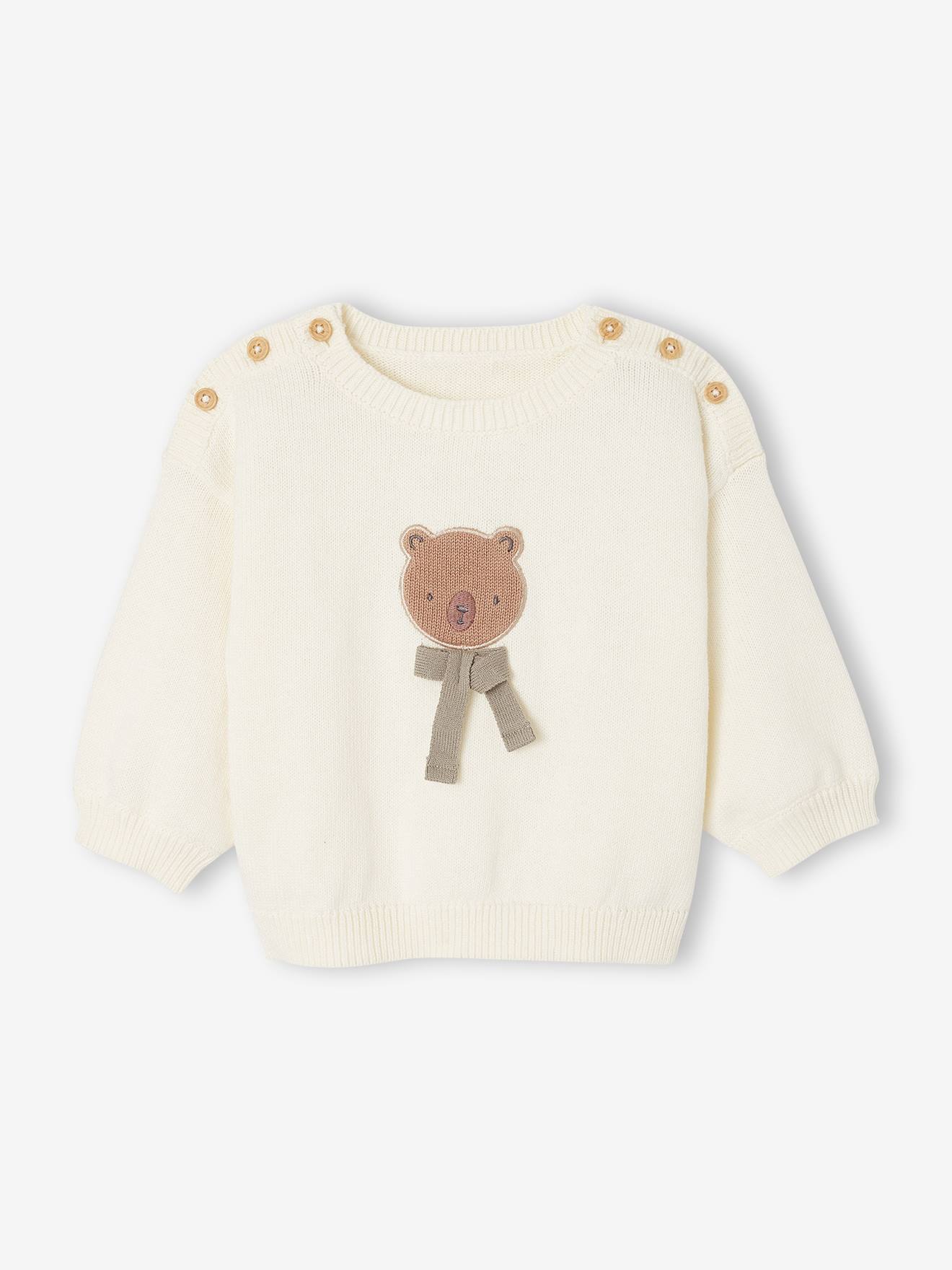 Gebreide newborn babytrui ecru