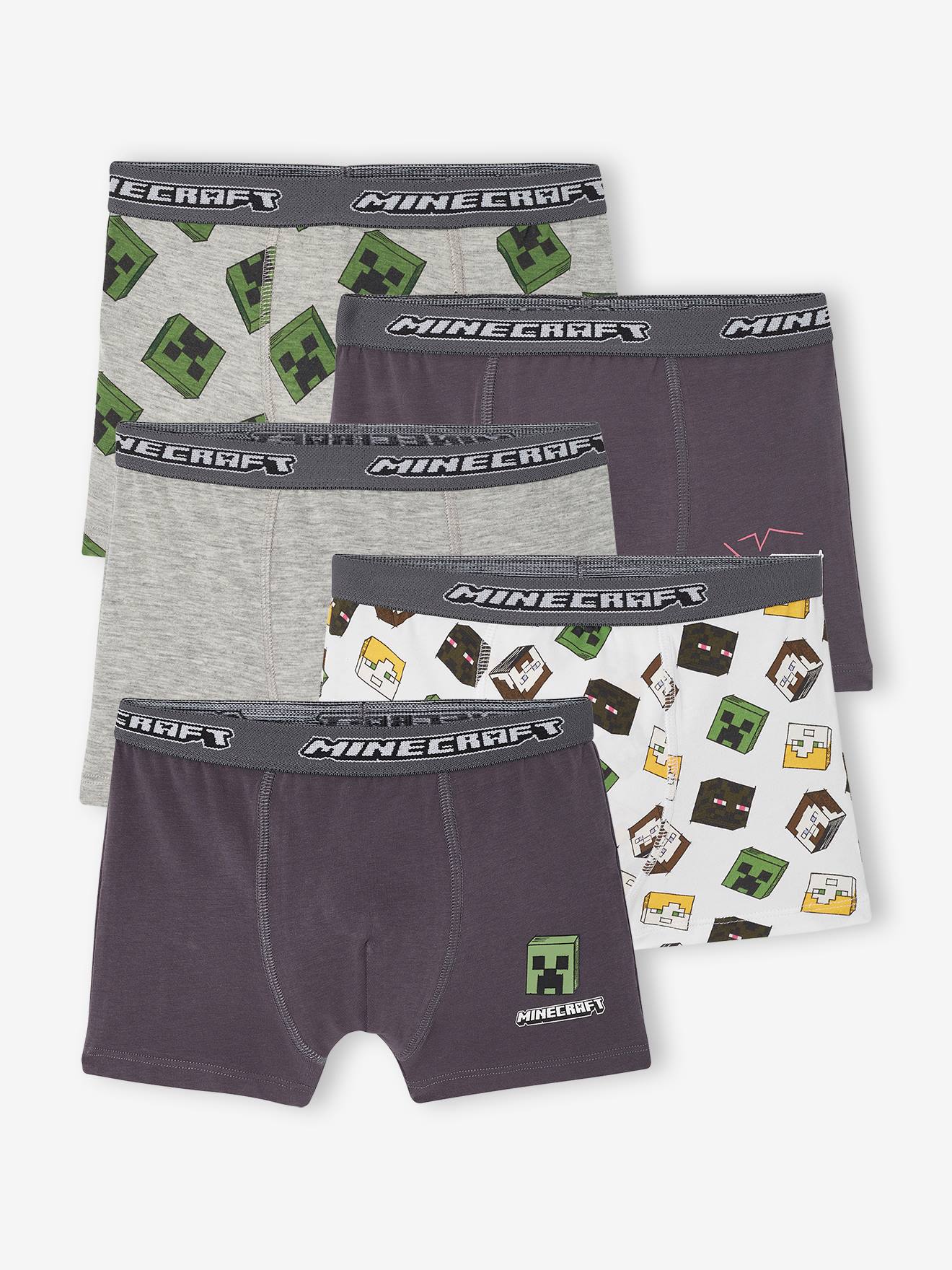 Set van 5 MINECRAFT boxershorts antraciet