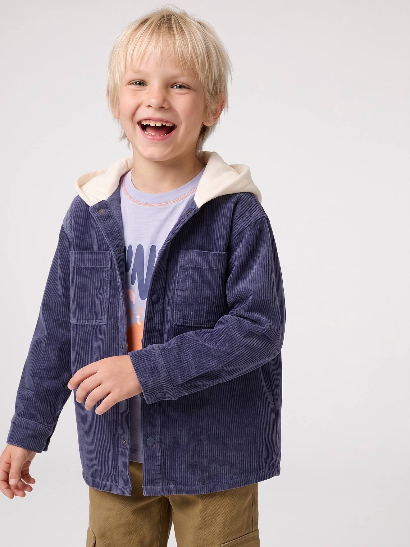 Jongensoverhemd met capuchon donkerblauw