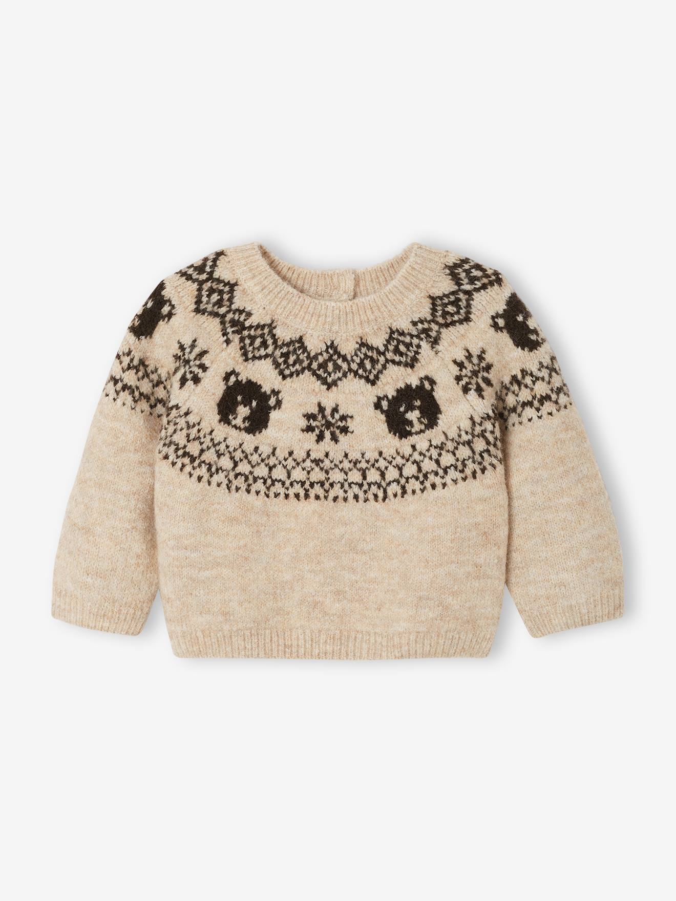 Gebreide babytrui jongen gemêleerd beige