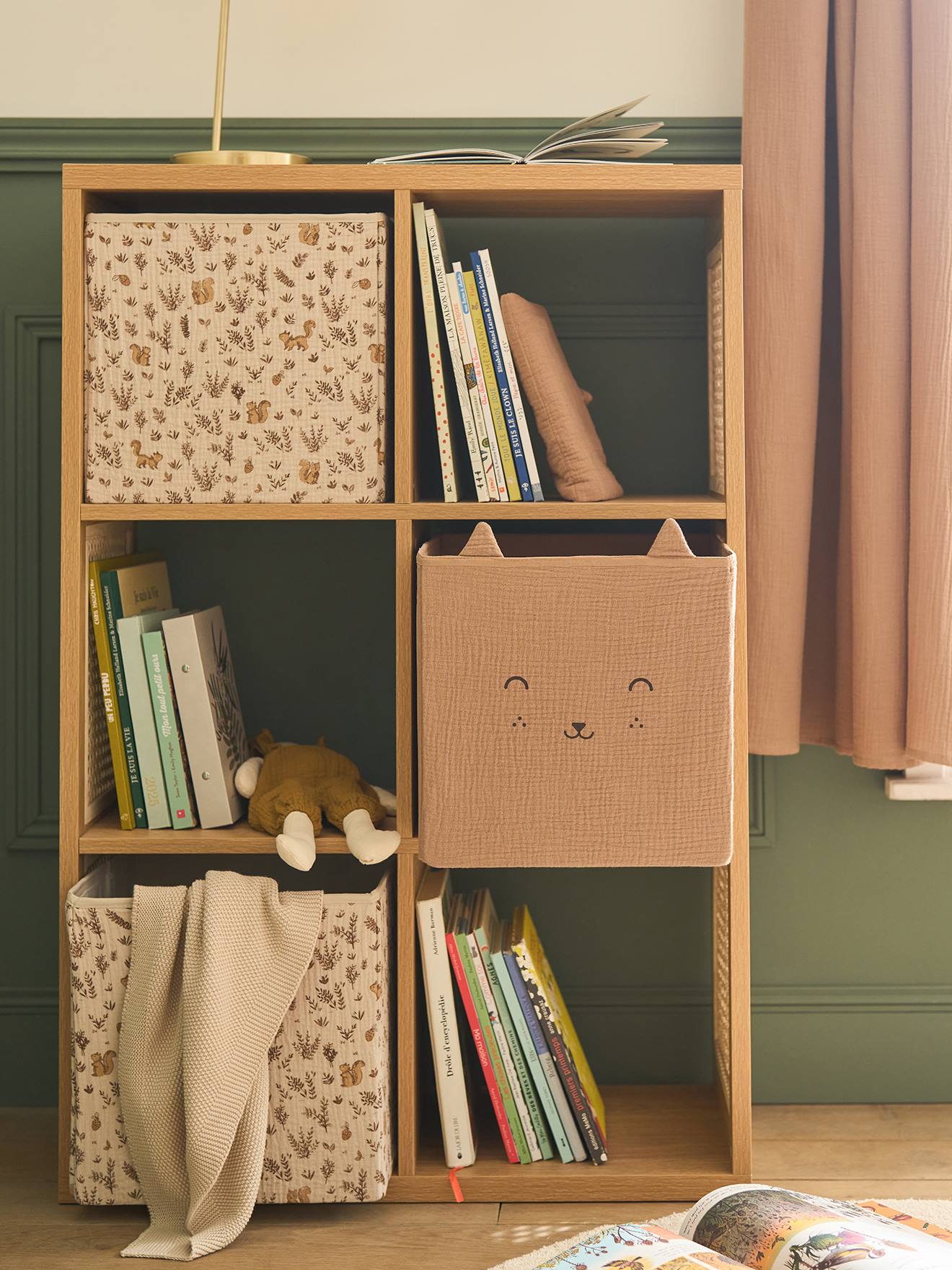 Set van 3 opbergbakken van mousseline beige