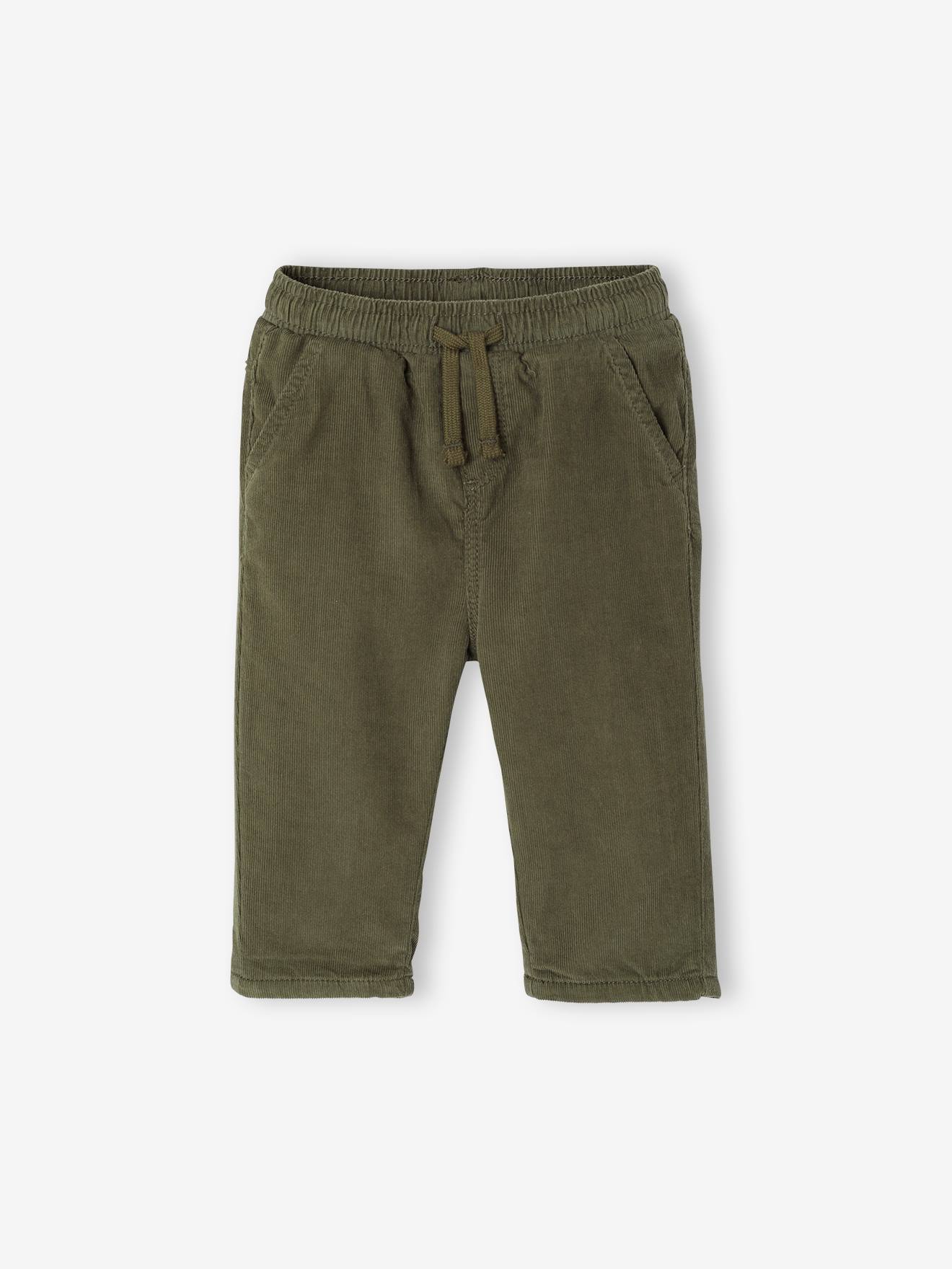 Babybroek jongen van ribfluweel kaki