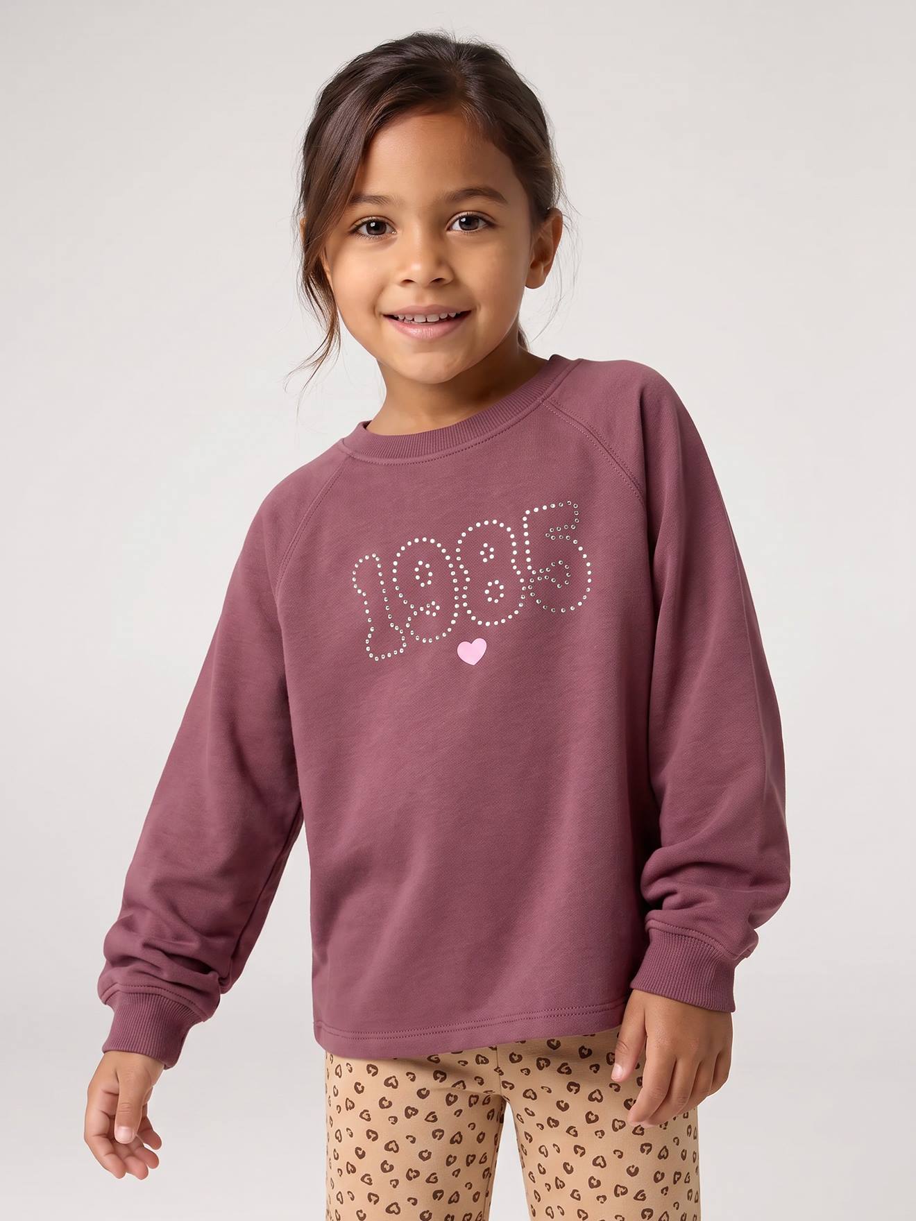 Meisjesshirt met studs pruim
