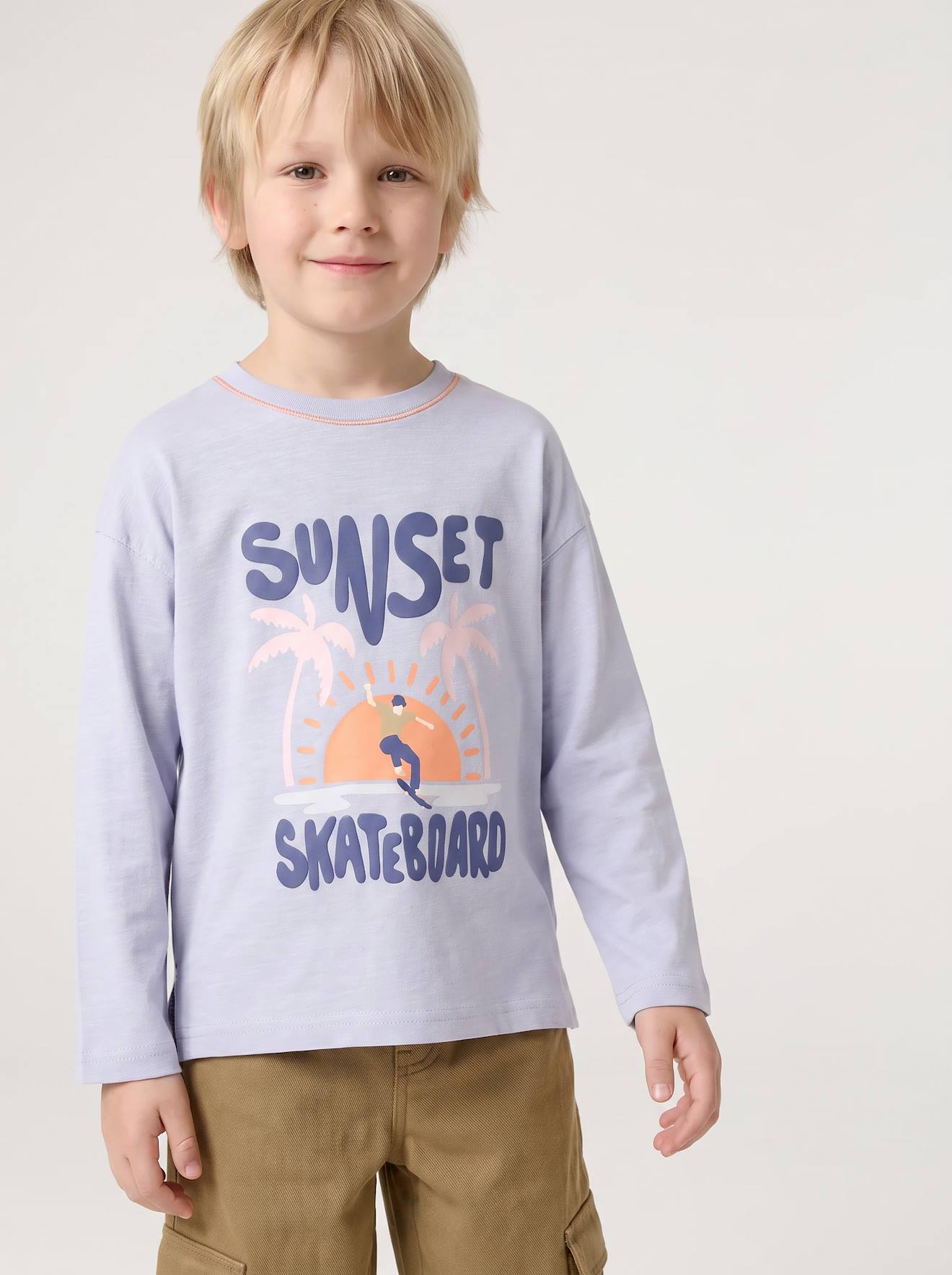 T-shirt met lange mouwen jongen lichtblauw