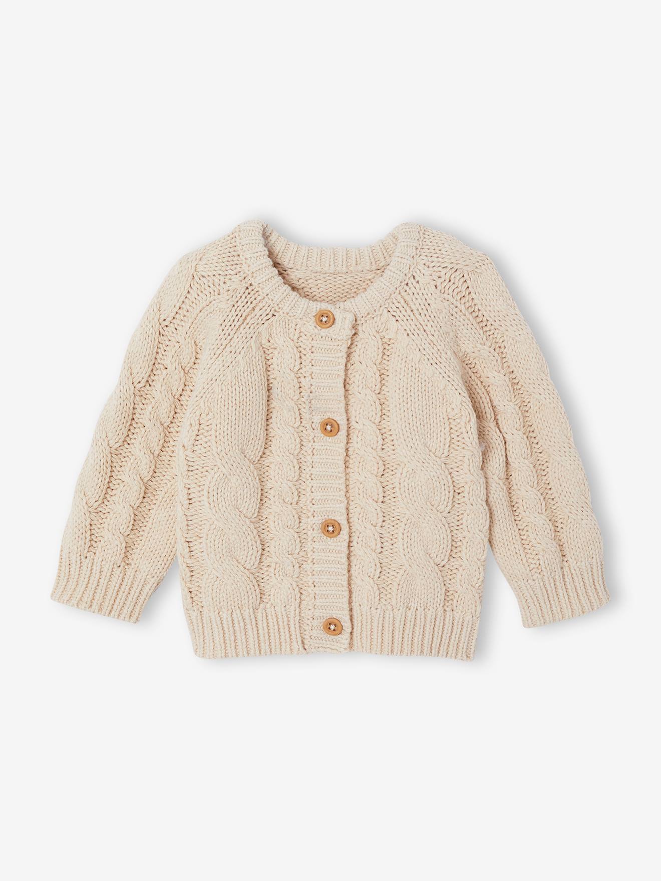 Kabelvest voor babyjongens gemêleerd beige