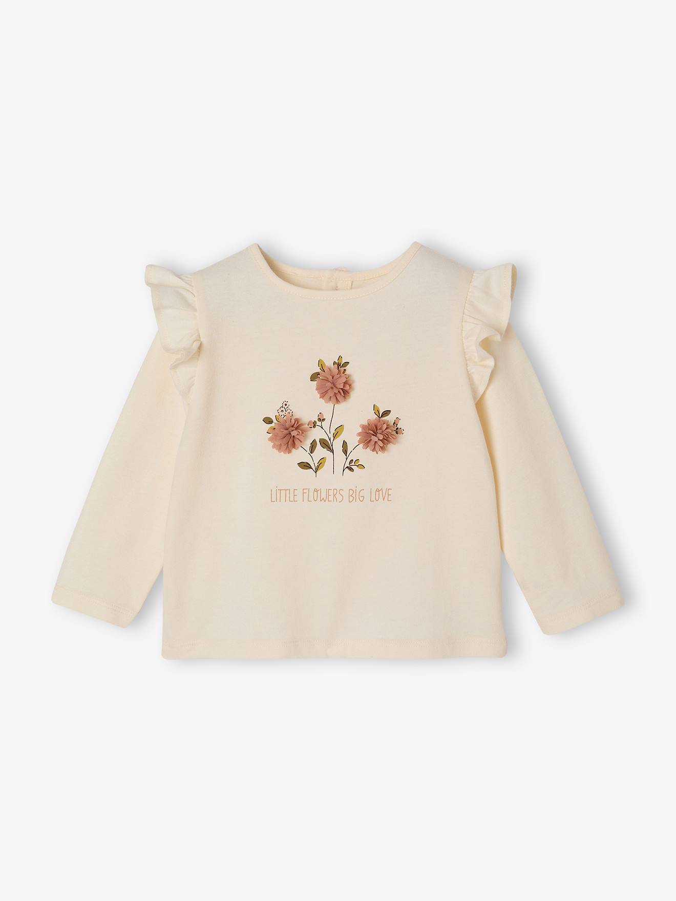 T-shirt met lange mouwen babymeisje ecru