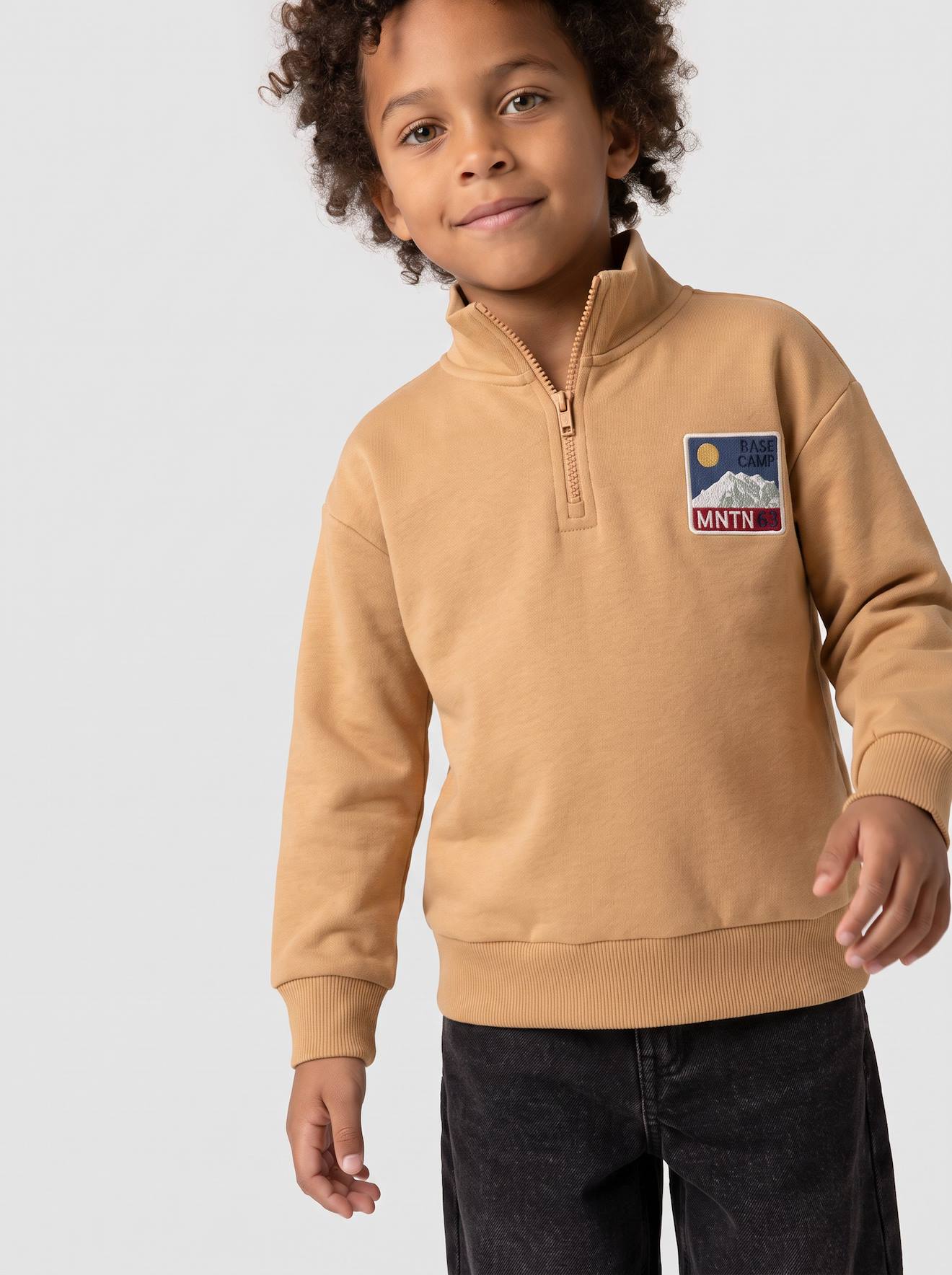 Sweater met ritskraag jongen geel