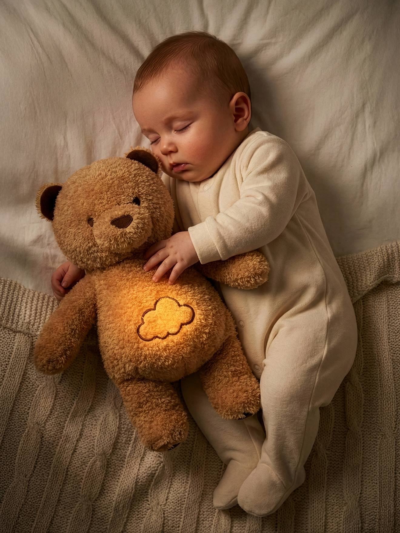 Knuffel Cookie muzikale en lichtgevende beer bruin