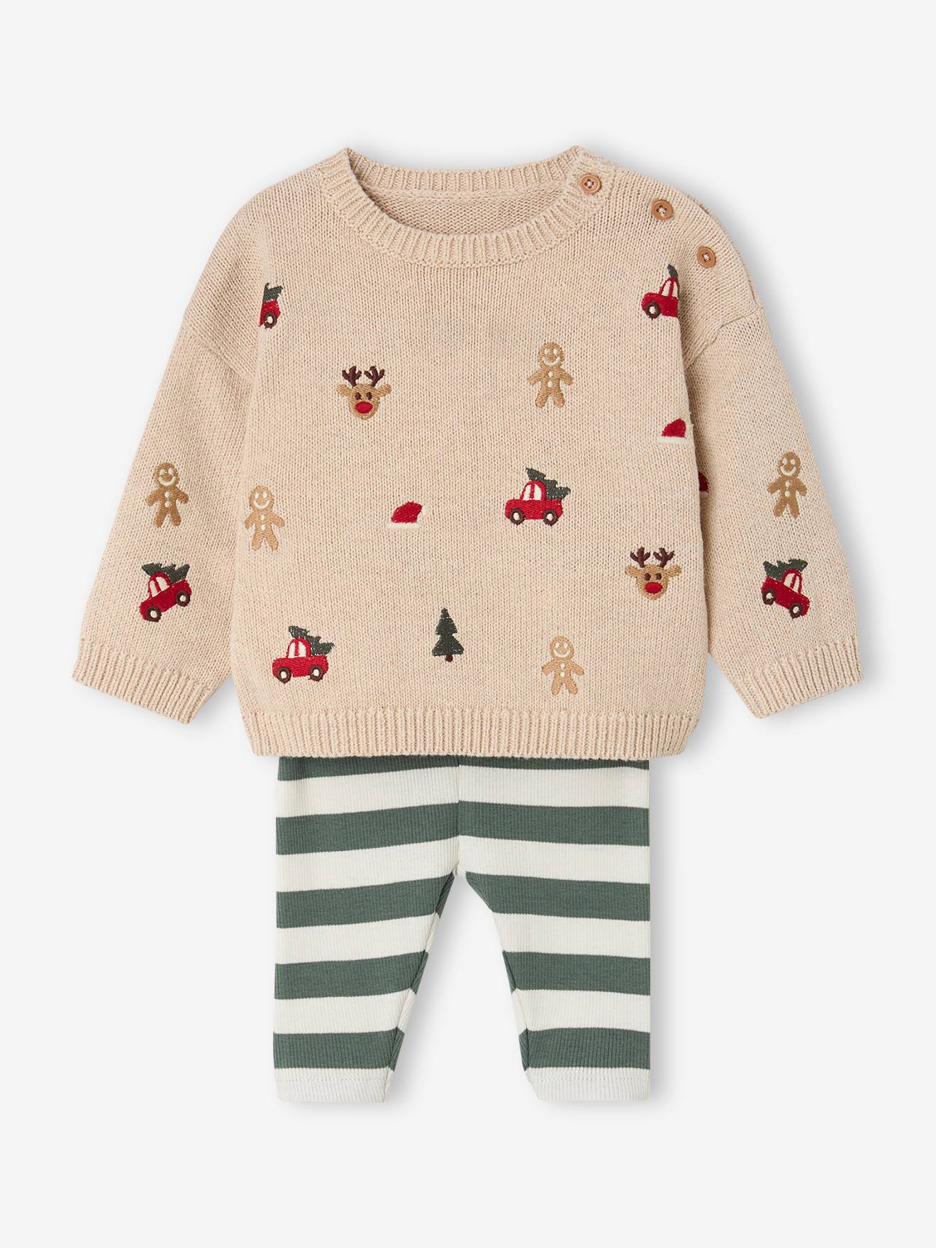Babyset jongen trui en broek gemêleerd beige