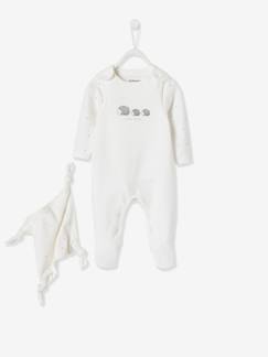 Baby-Set boxpakje + romper + knuffel van biologisch katoen