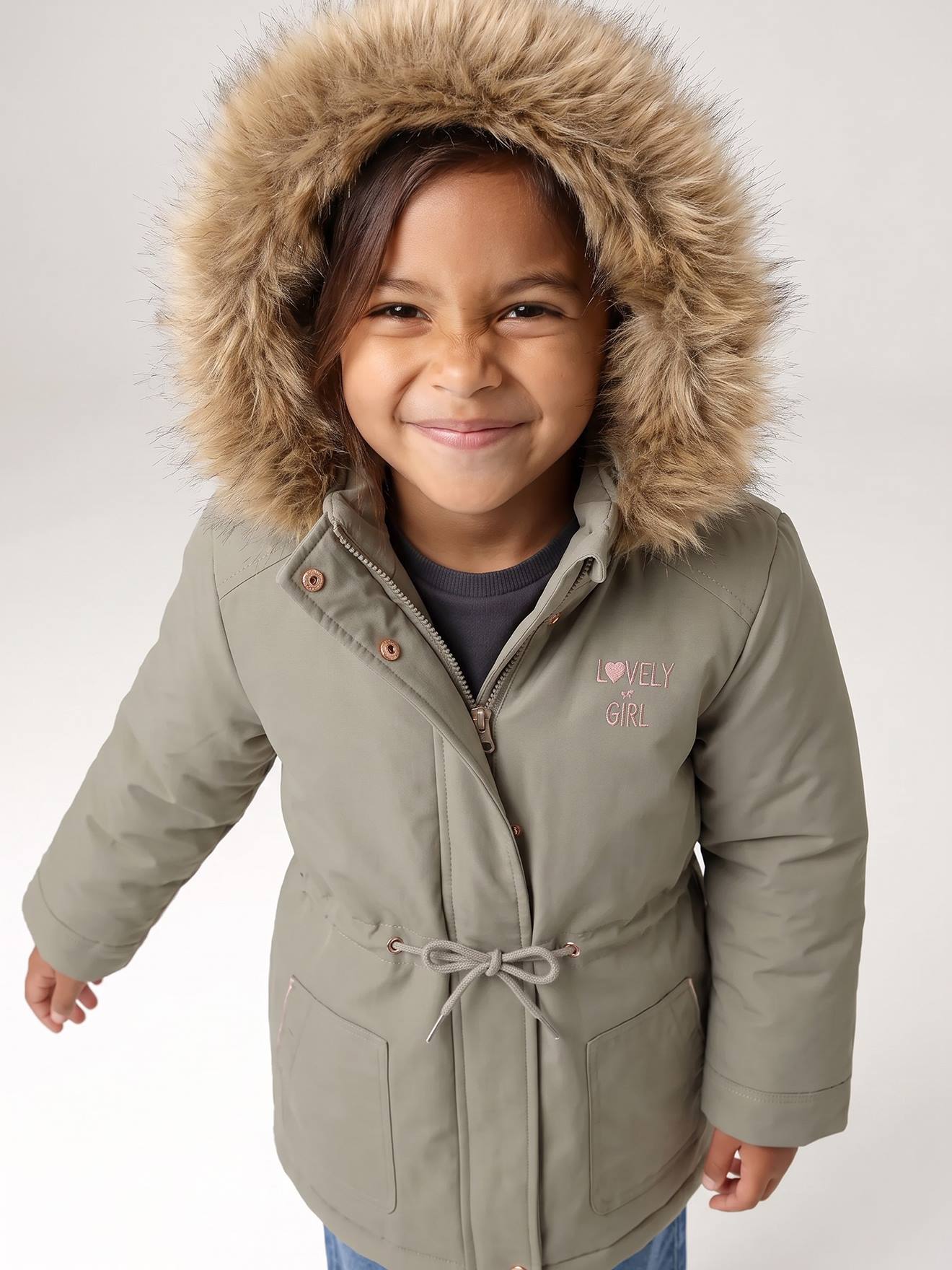 3-in-1 parka met capuchon meisje salie