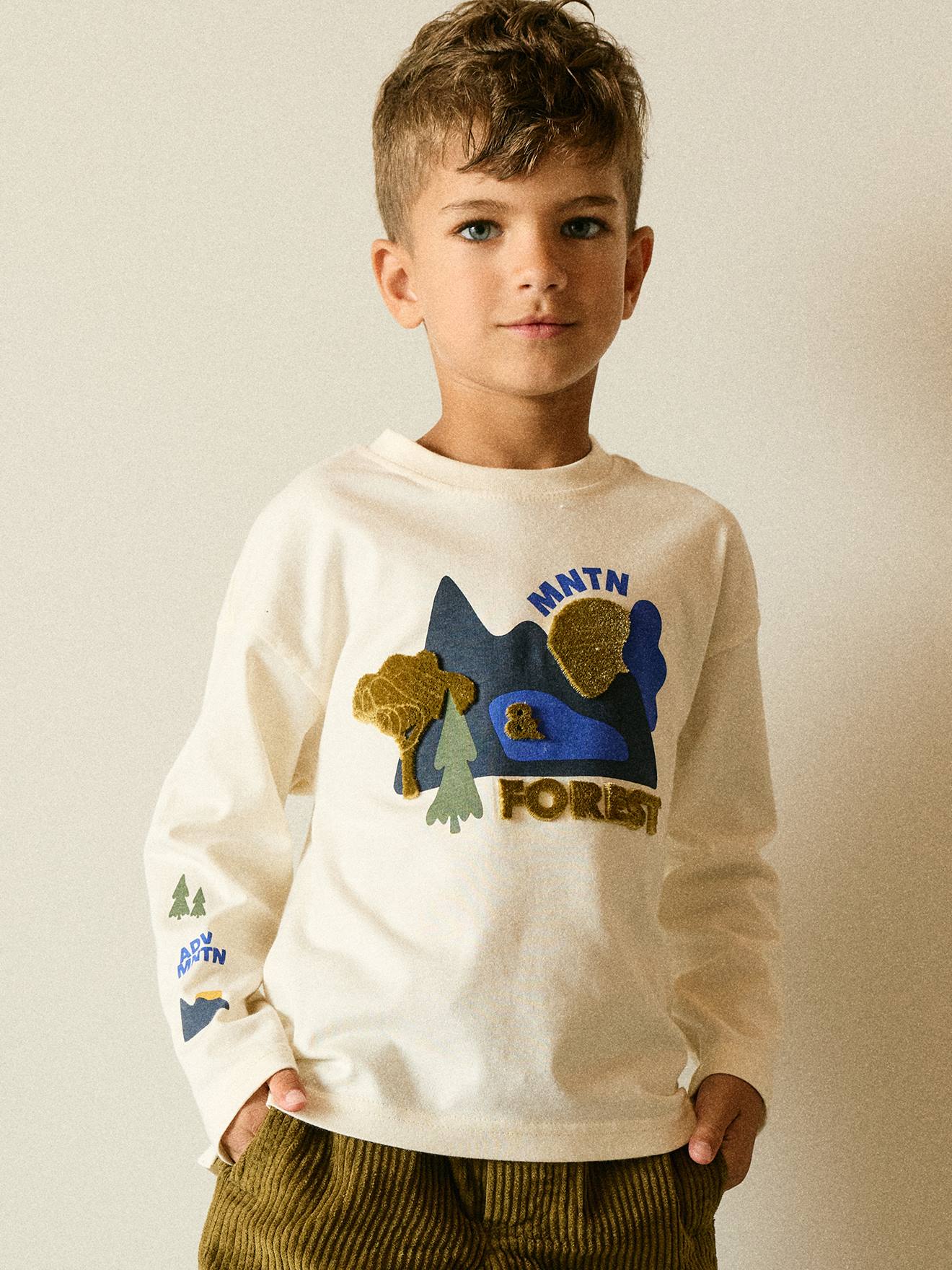 T-shirt met lange mouwen jongen ecru