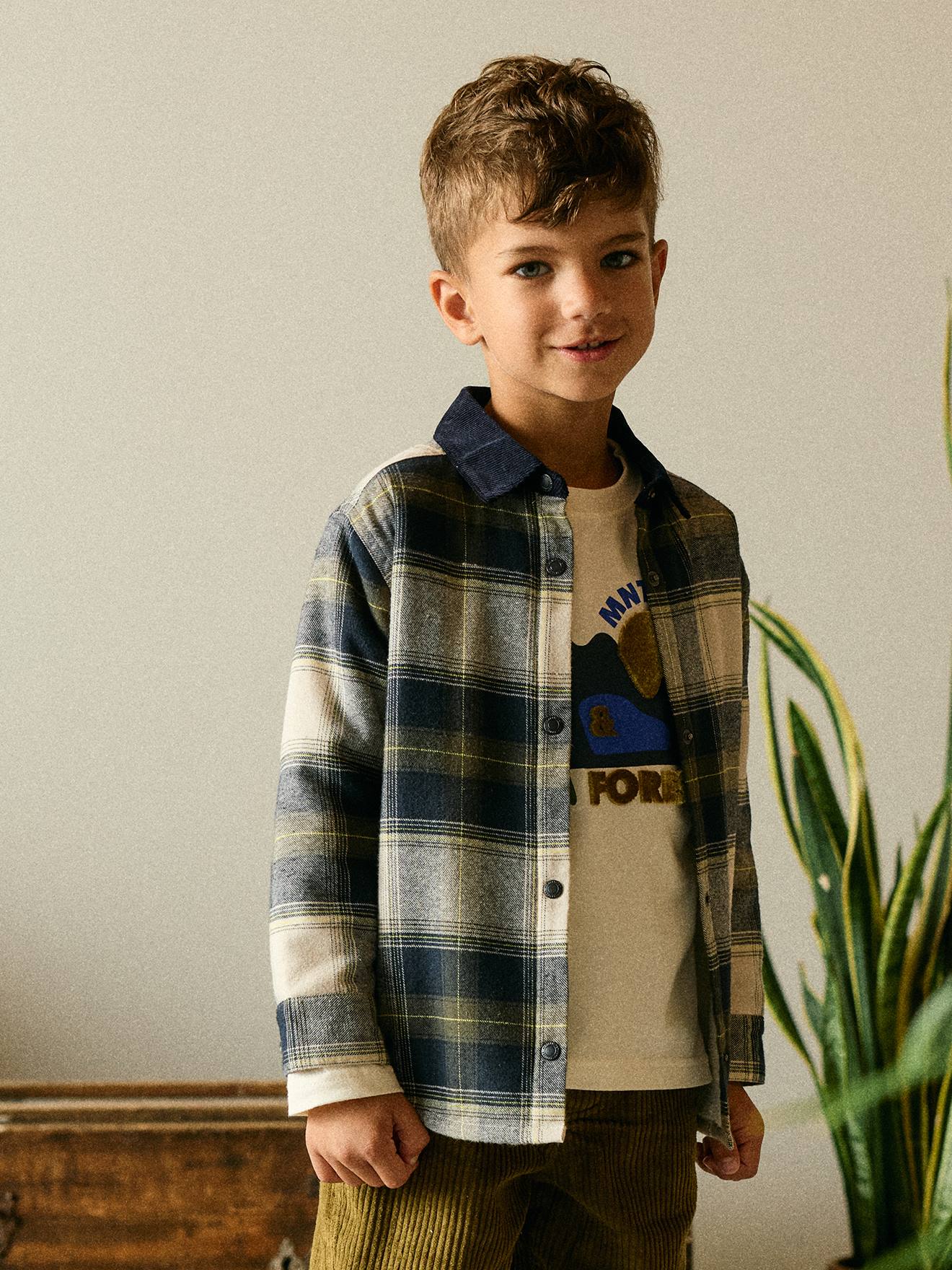 Jongens overhemd met sherpa voering marineblauw