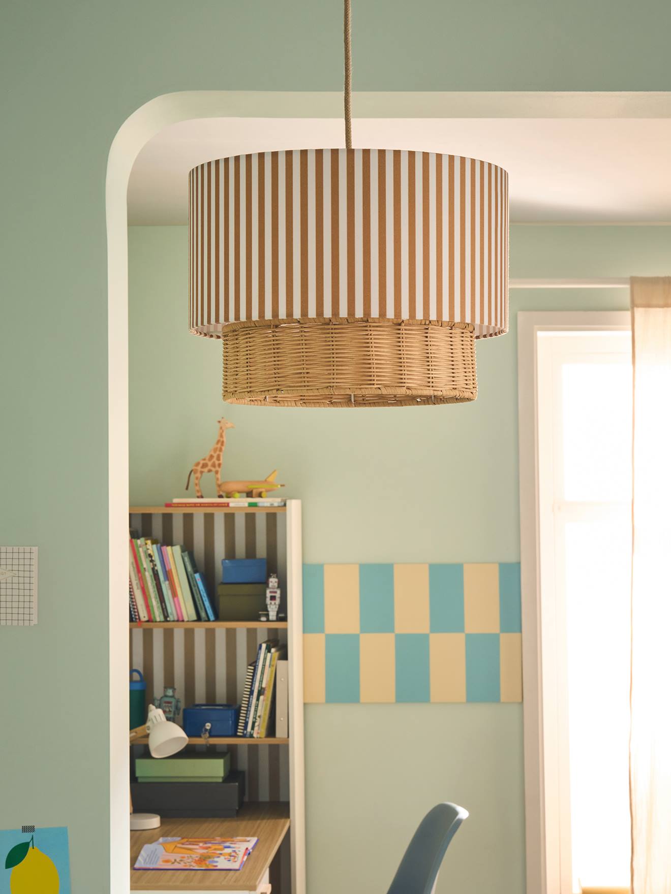 Lampscherm van twee materialen karamel