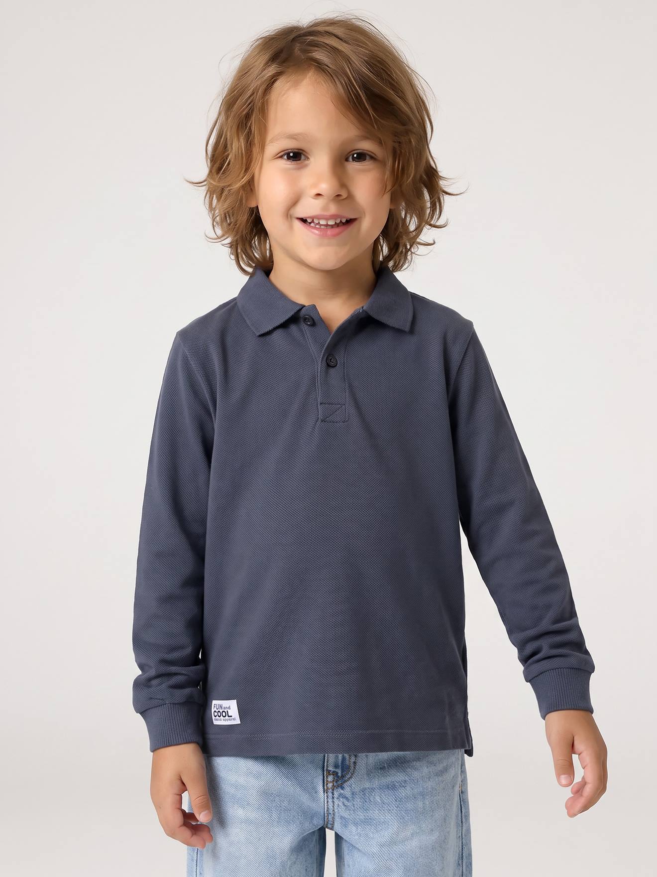 polo met lange mouwen leiblauw