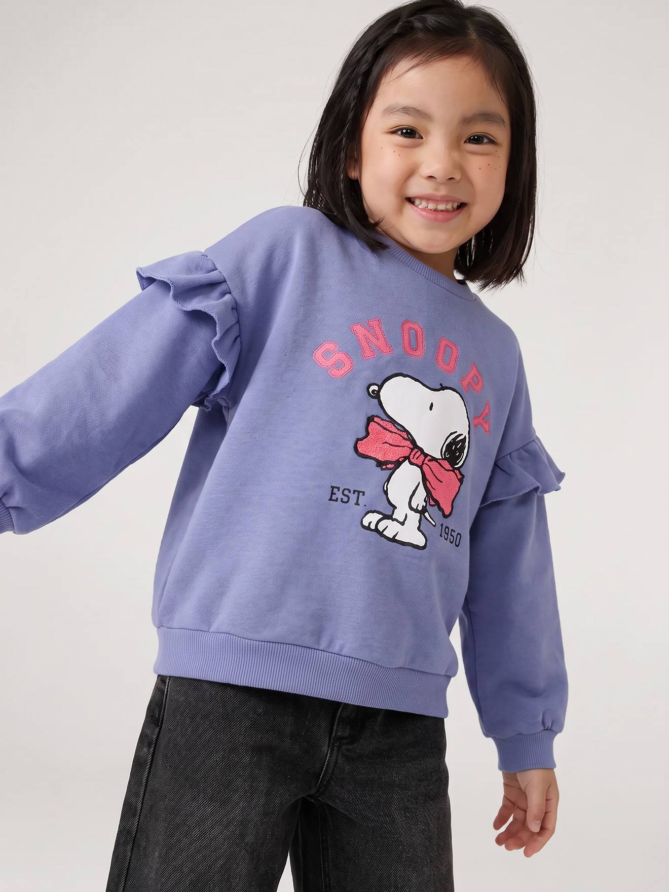 SNOOPY sweater voor meisjes chambrayblauw