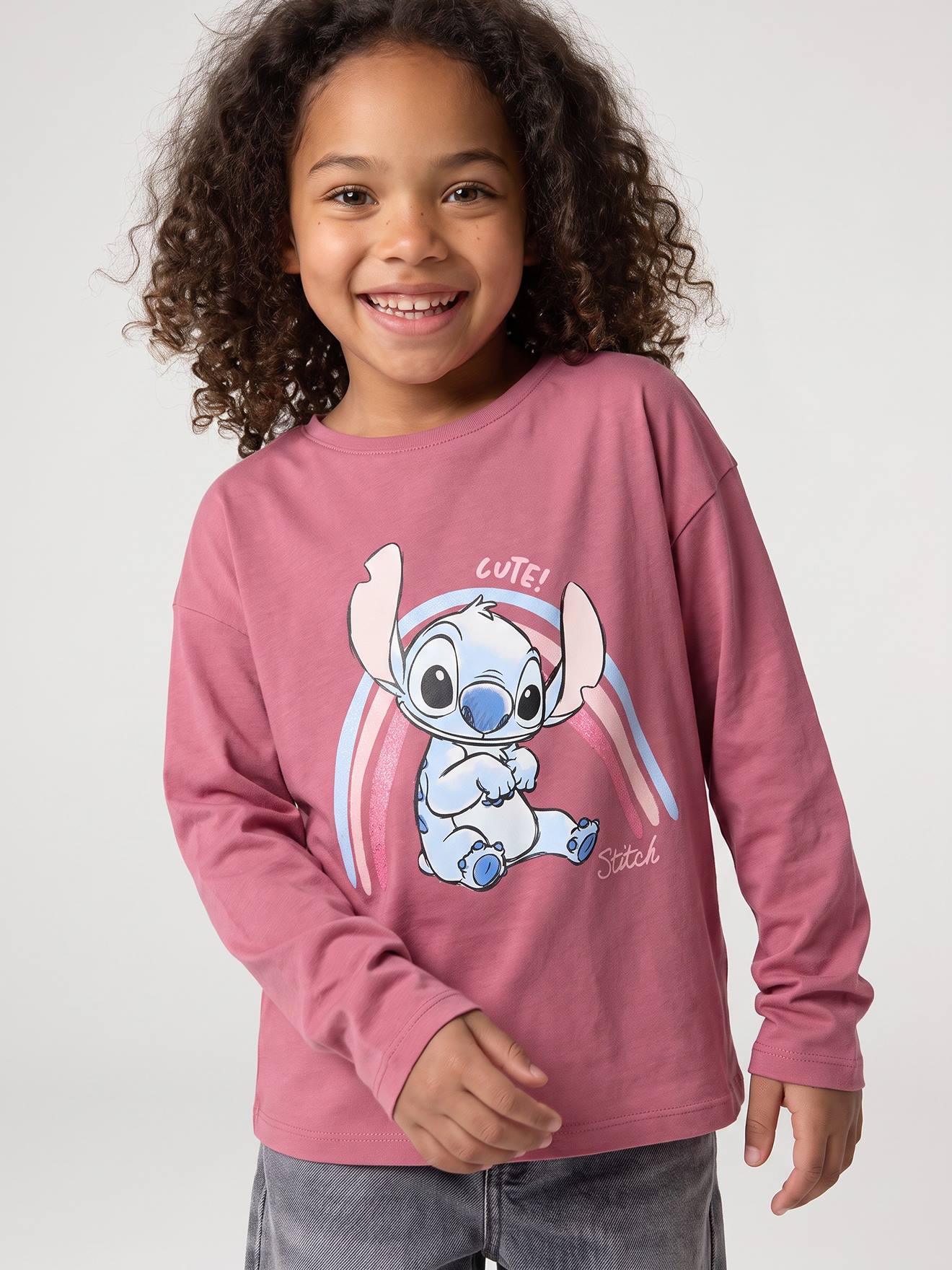 Meisjesshirt LILO & STITCH lange mouw oudroze