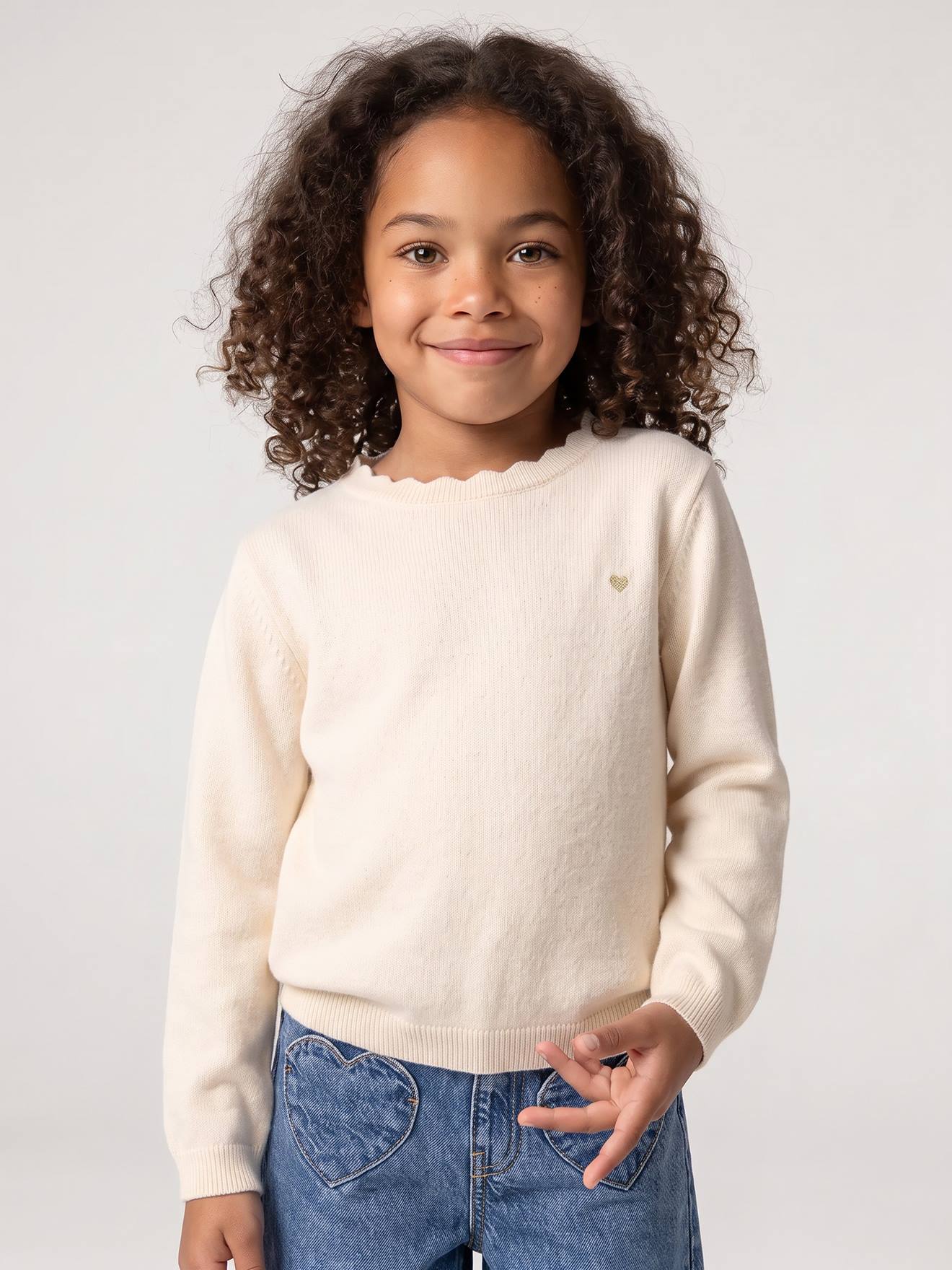 Meisjestrui BASICS personaliseerbaar gemêleerd beige
