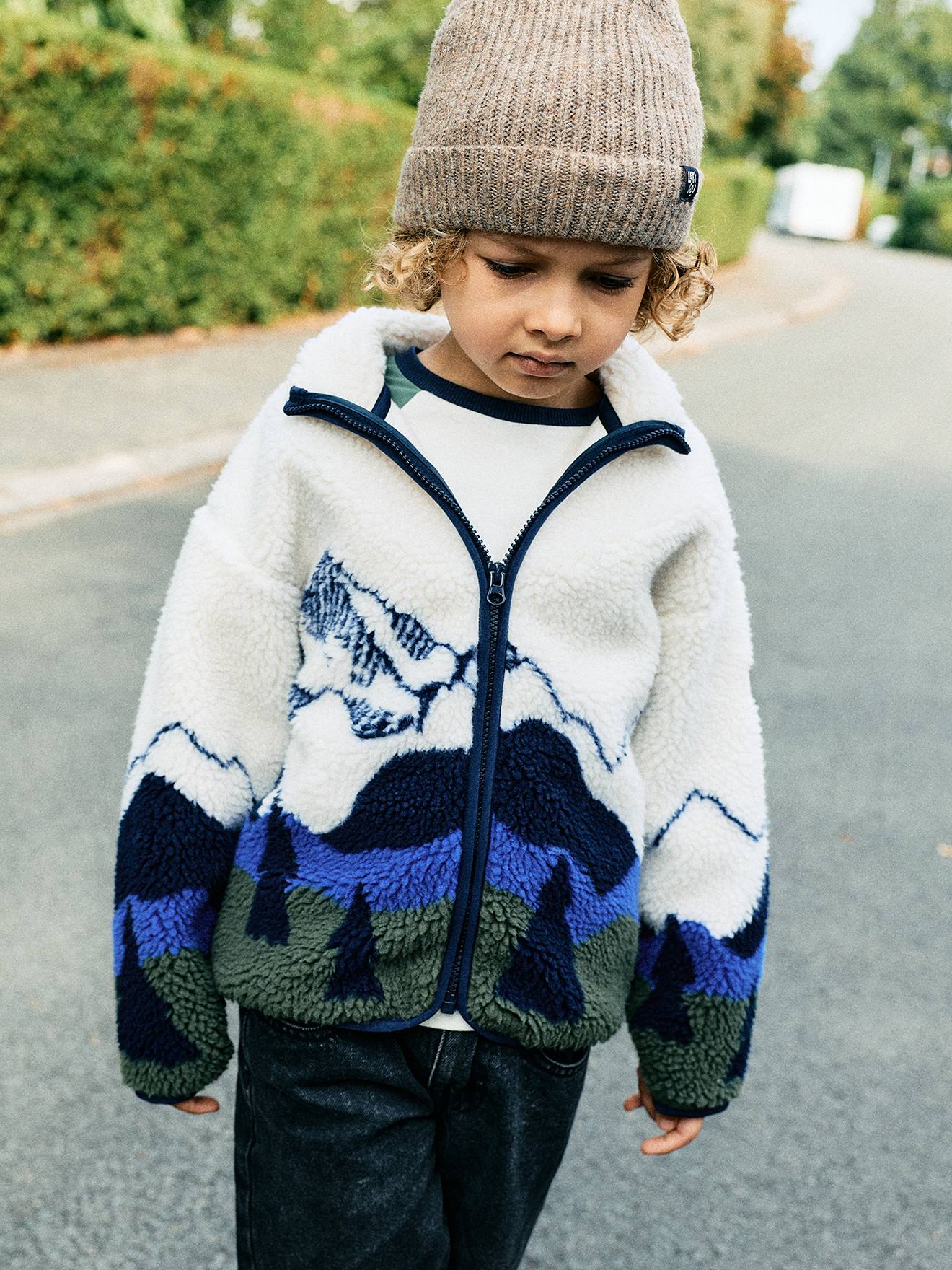 Sherpavest voor jongens met rits ecru