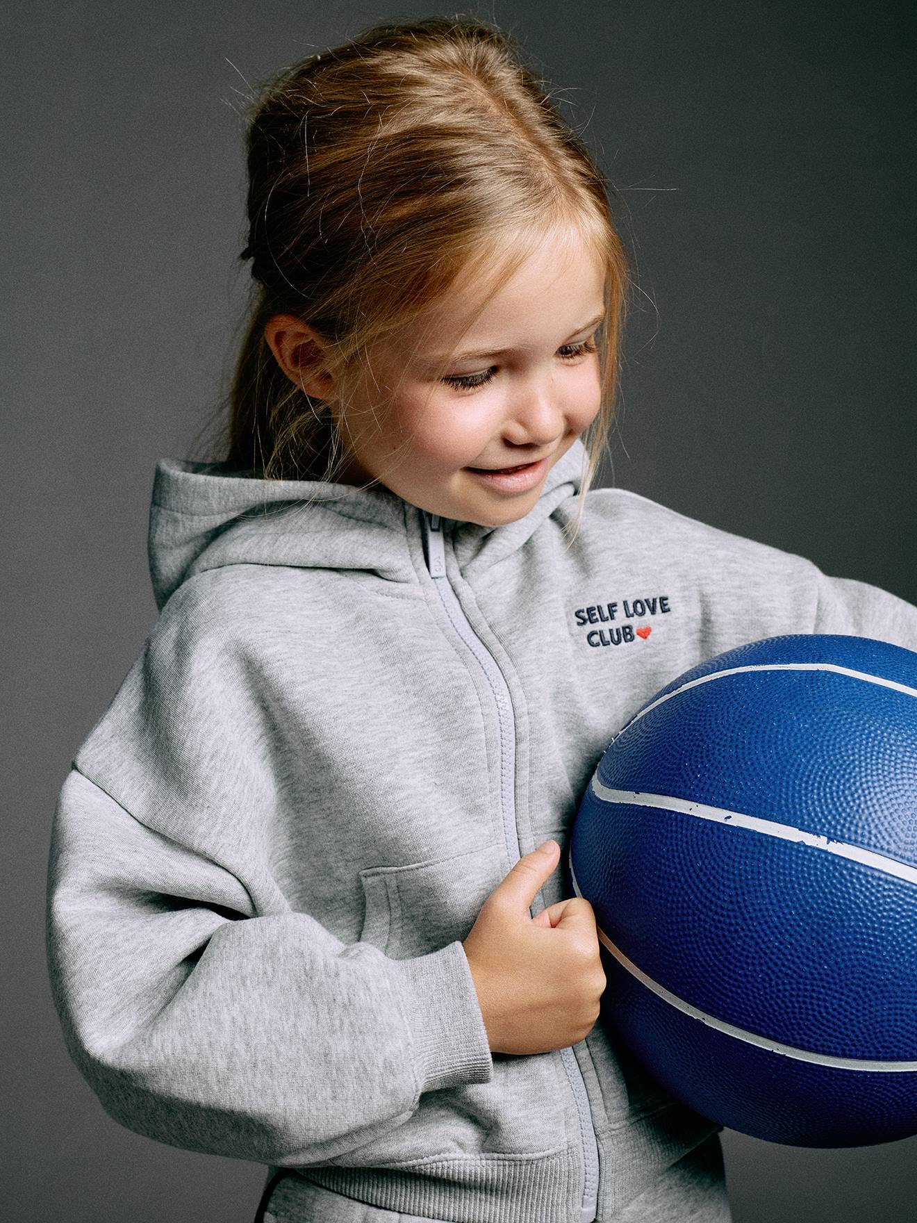 Meisjesjoggingset met ritsvest gemêleerd grijs