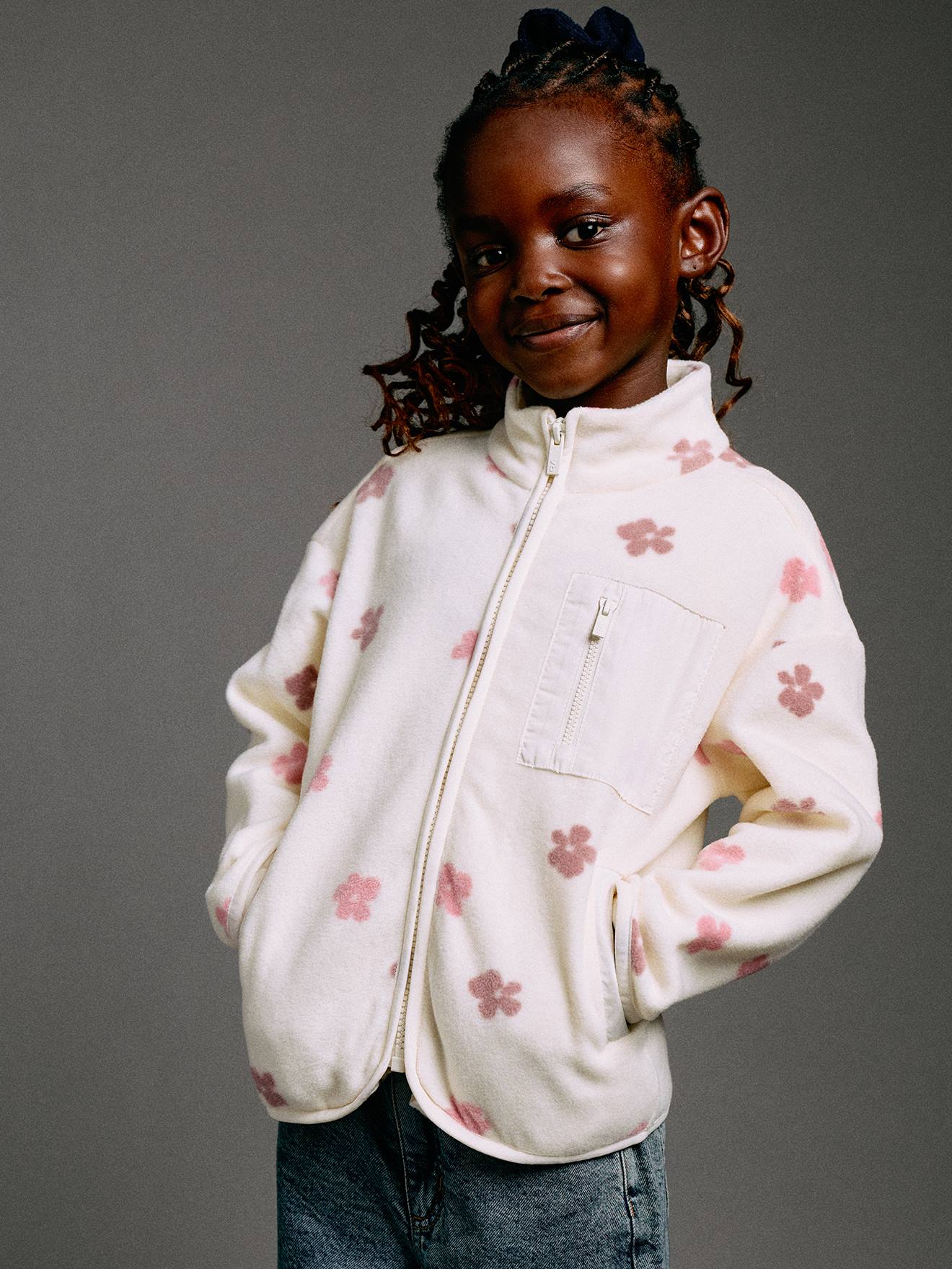 Fleece vest met rits voor meisjes vanille
