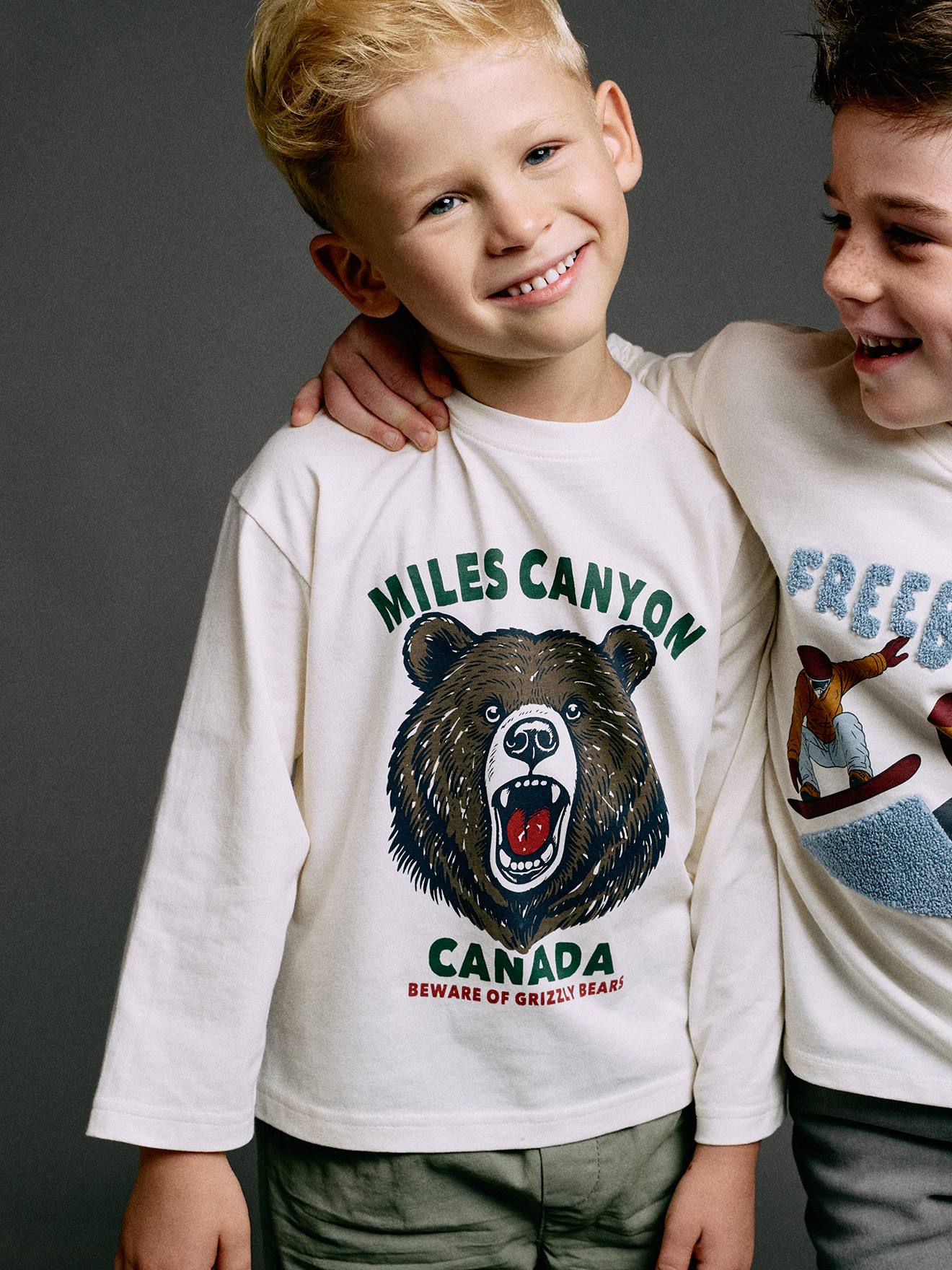 Jongensshirt met grappig dierenmotief wit
