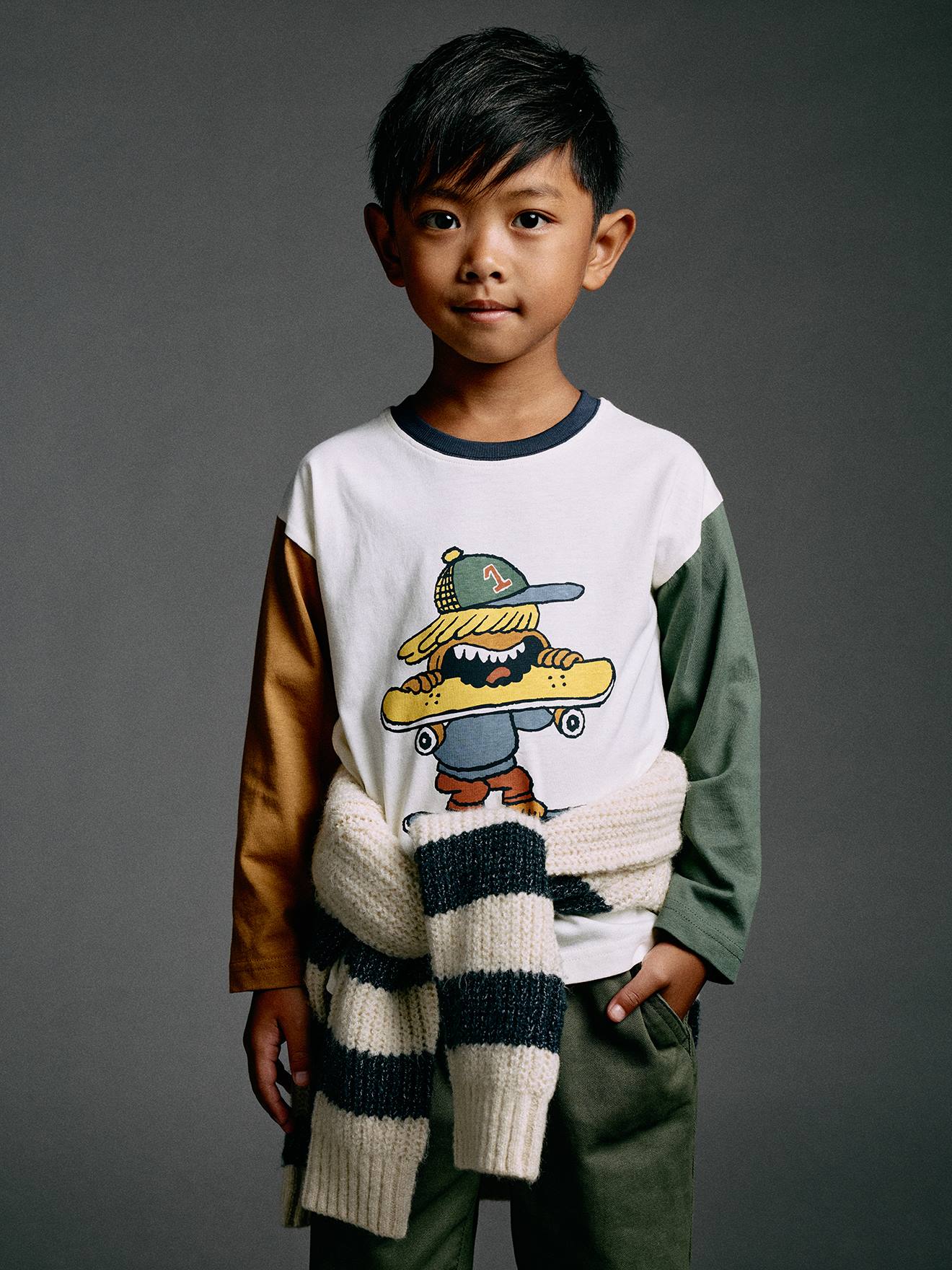 Jongensshirt met lange mouwen ecru