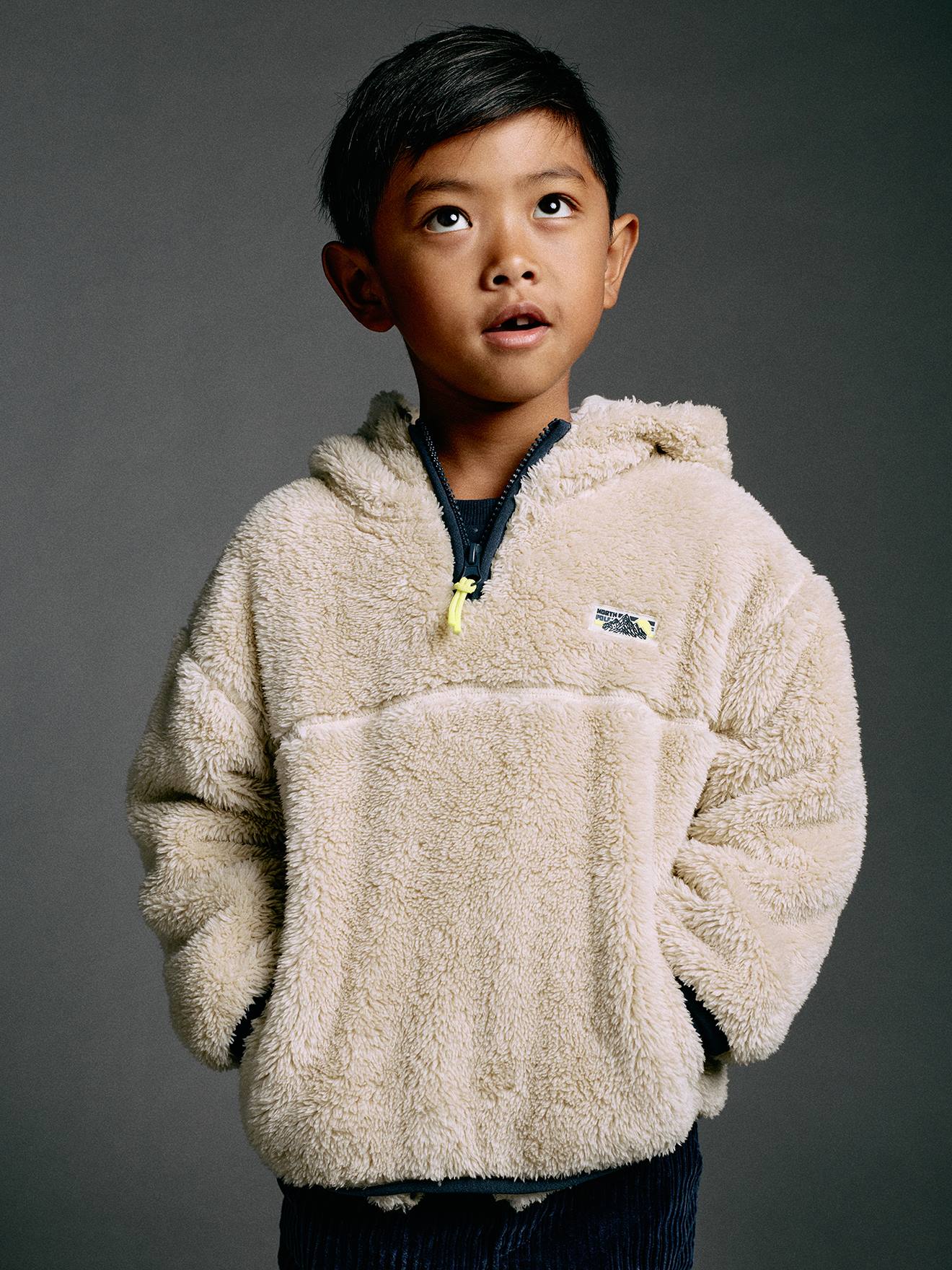 Fleece hoodie voor jongens wit