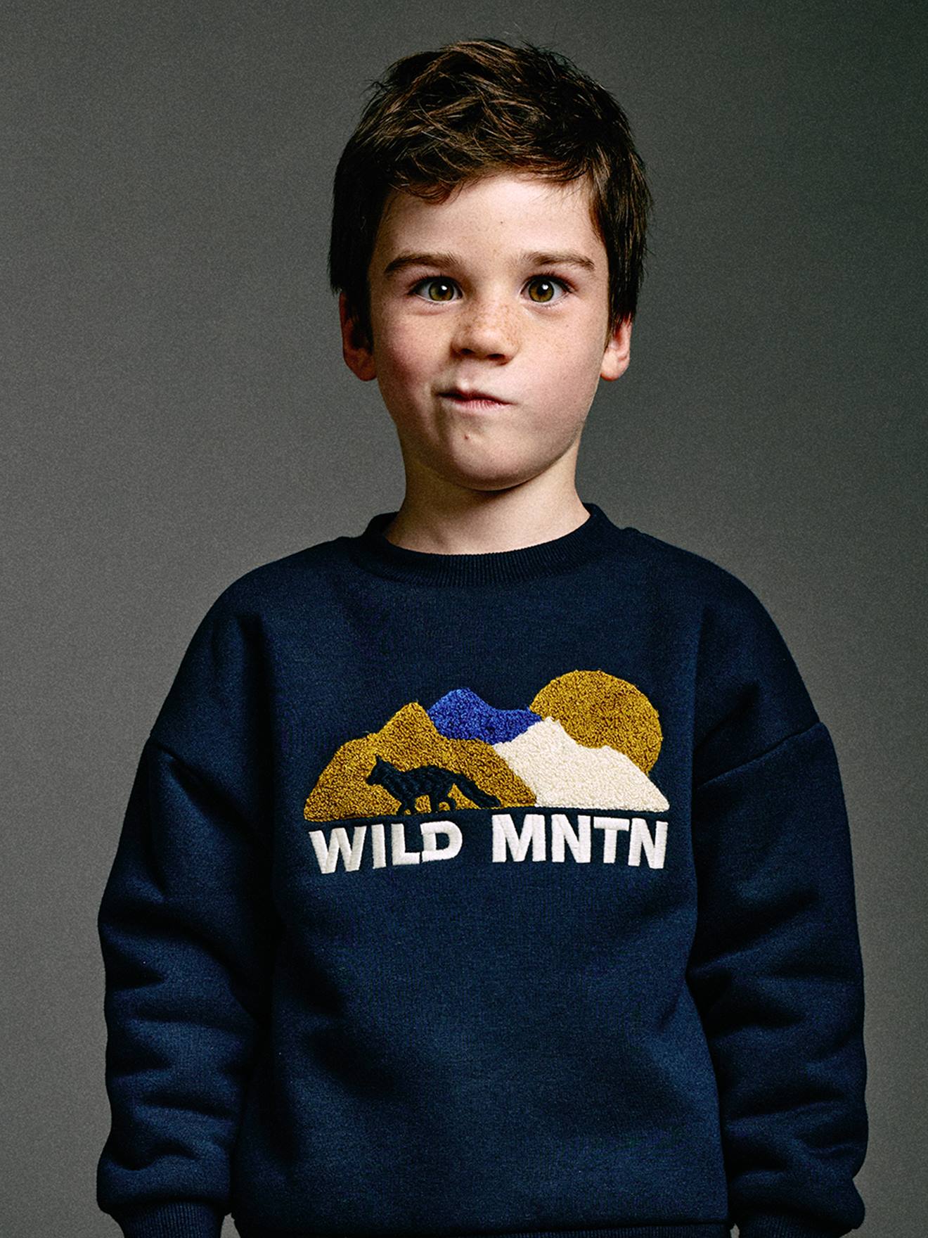 Sweater met ronde hals jongen marineblauw