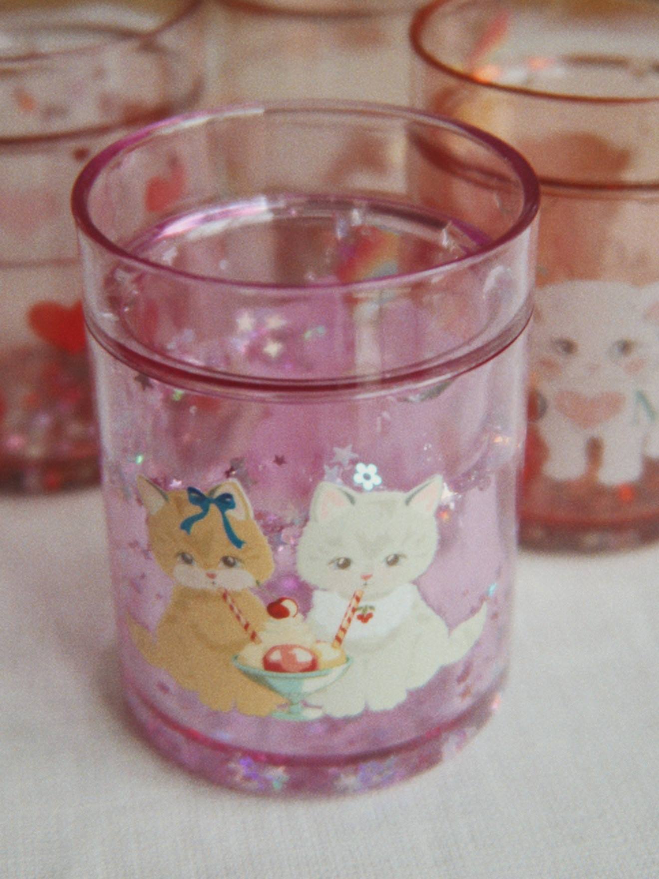 Set van 4 glitterglazen paars